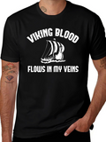 Viking Blood Flows T-Shirt - Viking Boat Tee