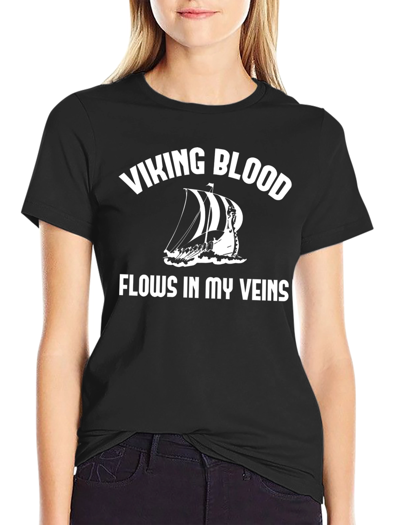 Viking Blood Flows T-Shirt - Viking Boat Tee