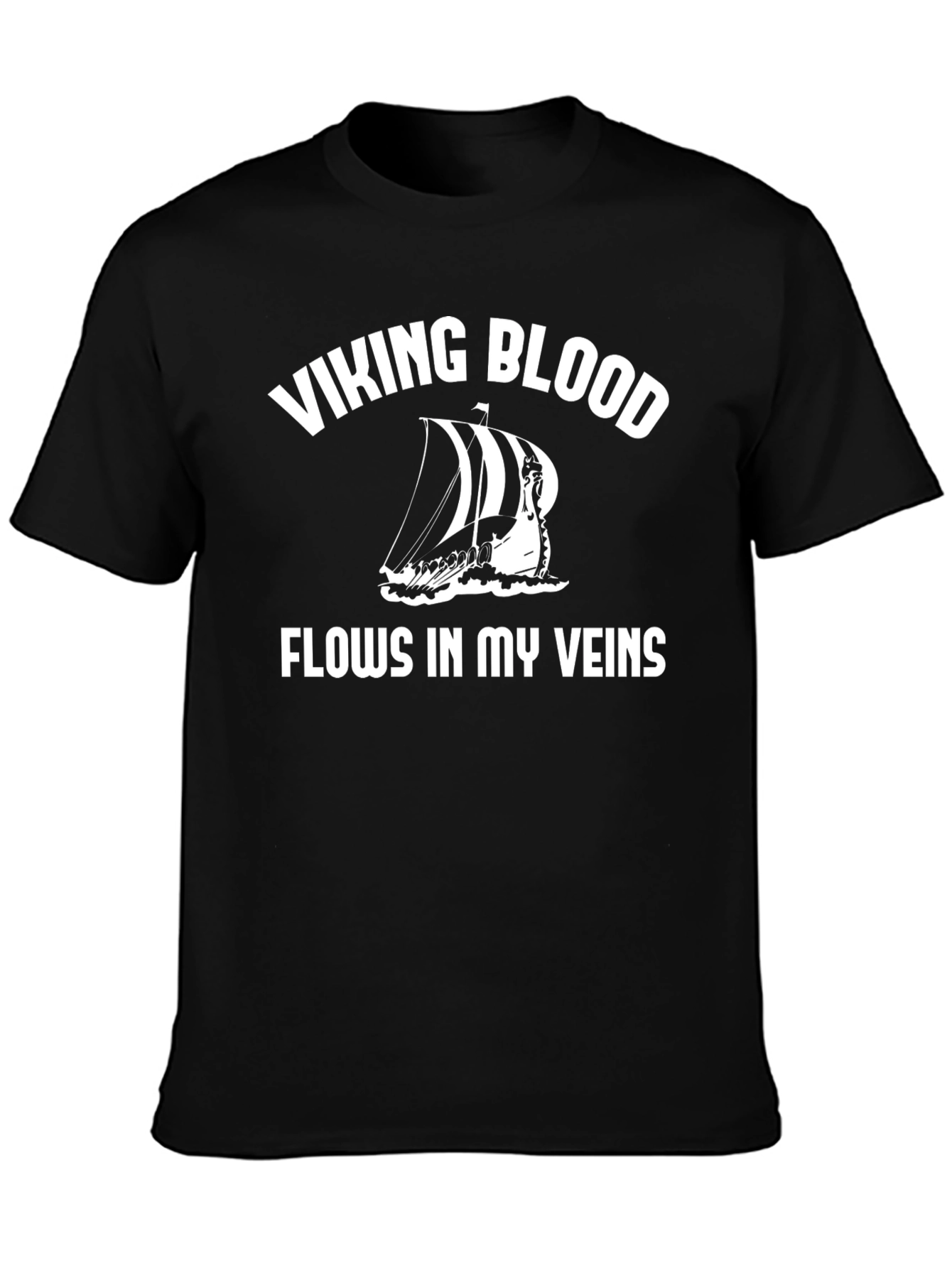 Viking Blood Flows T-Shirt - Viking Boat Tee