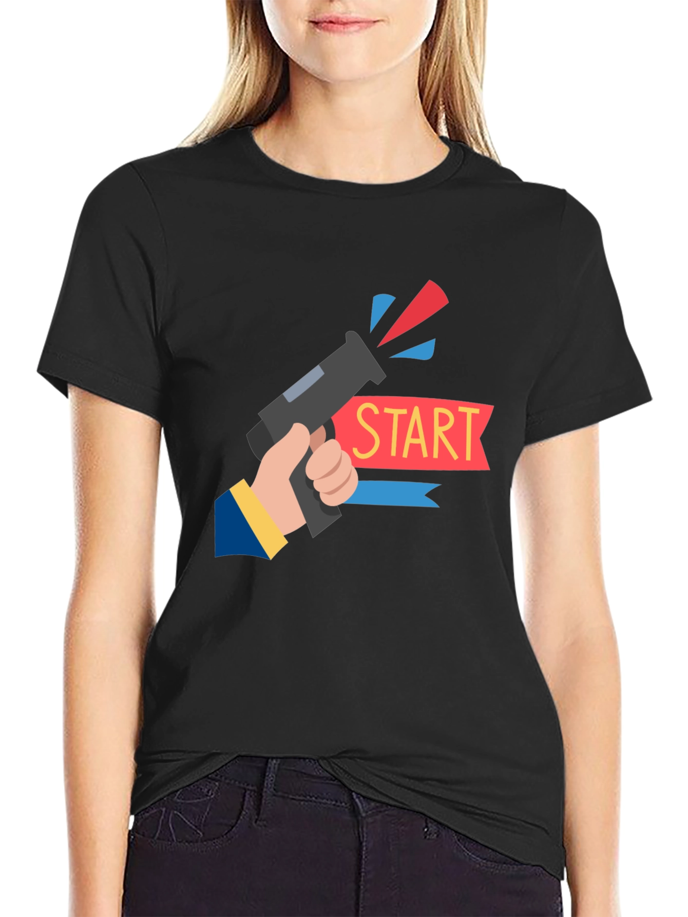 Start Gun Graphic T-Shirt - Black