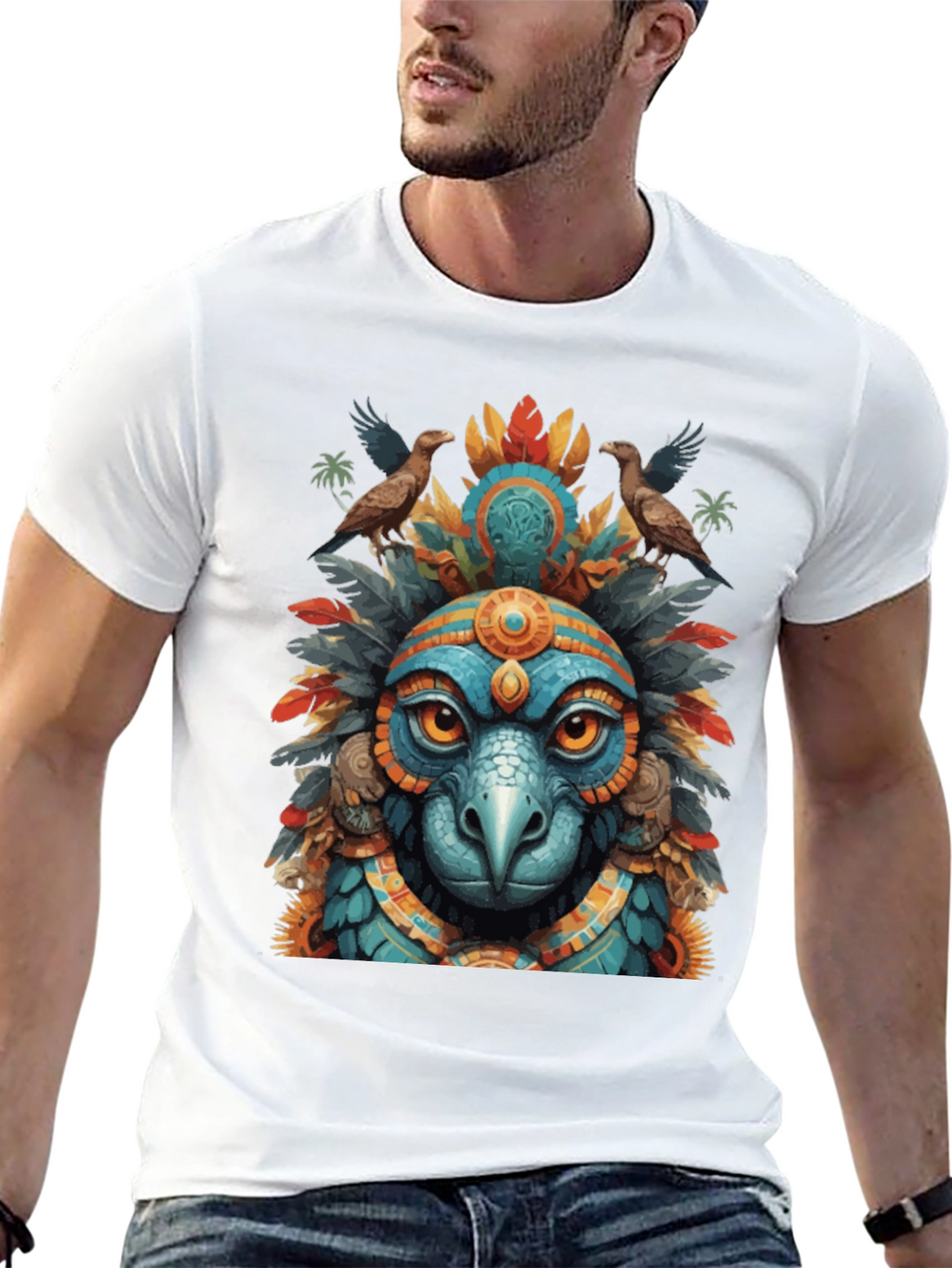 Aztec Eagle Warrior Graphic Tee
