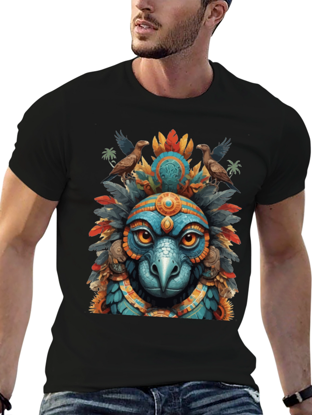 Aztec Eagle Warrior Graphic Tee