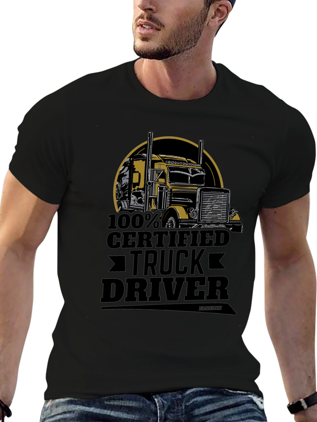 Certified Truck Driver Graphic Tee - Black Cotton Blend