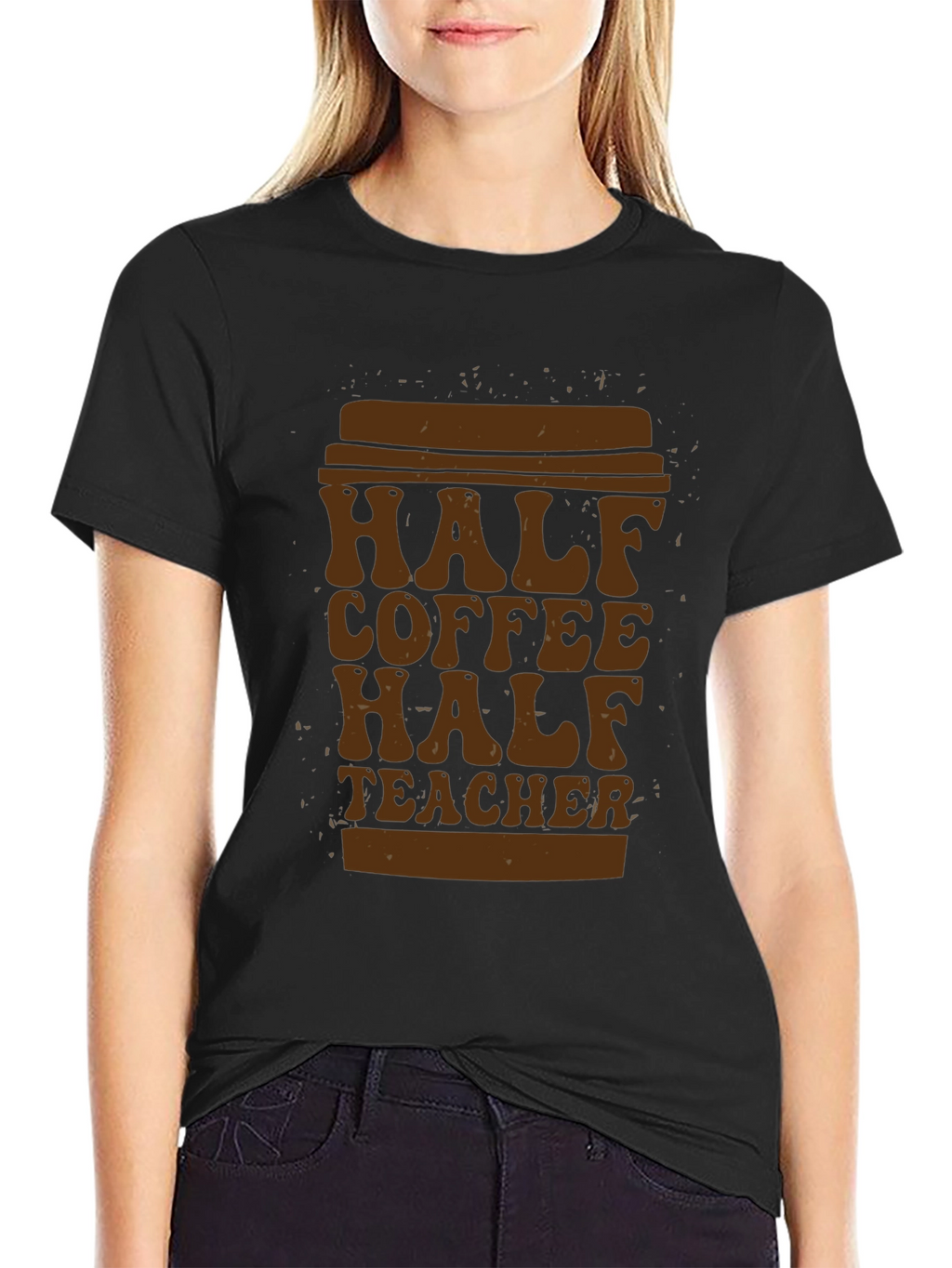 Half Coffee Half Teacher T-Shirt - Unique Graphic Tee