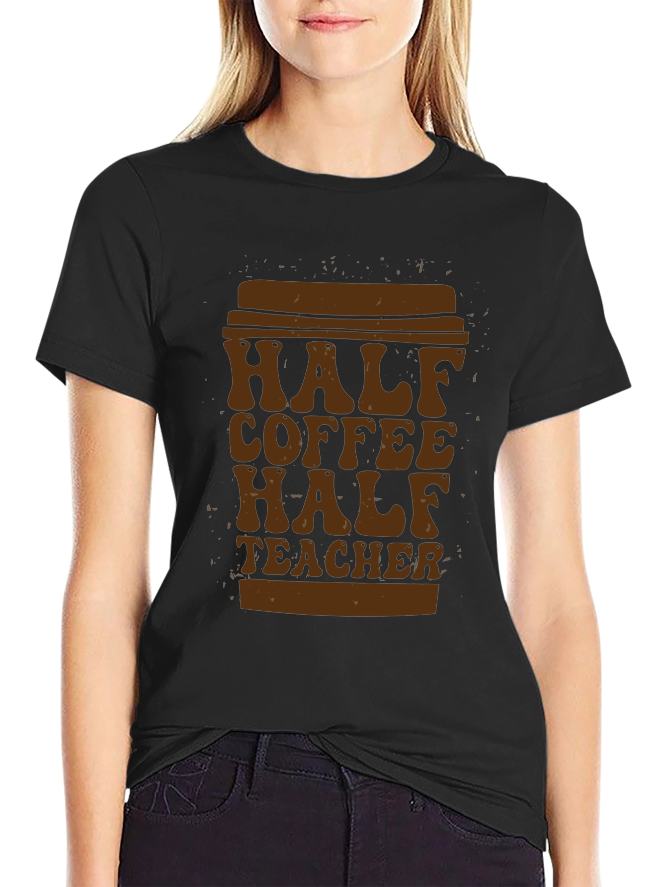 Half Coffee Half Teacher T-Shirt - Unique Graphic Tee
