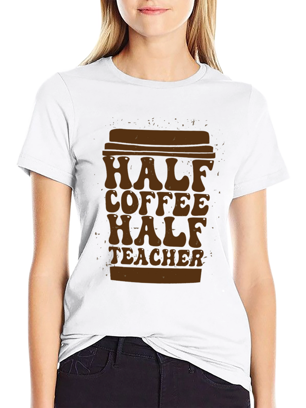 Half Coffee Half Teacher T-Shirt - Unique Graphic Tee