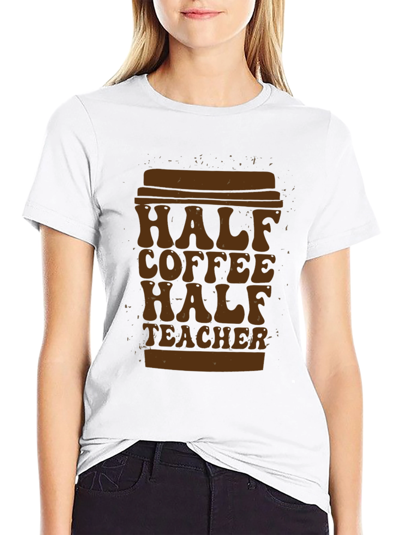 Half Coffee Half Teacher T-Shirt - Unique Graphic Tee