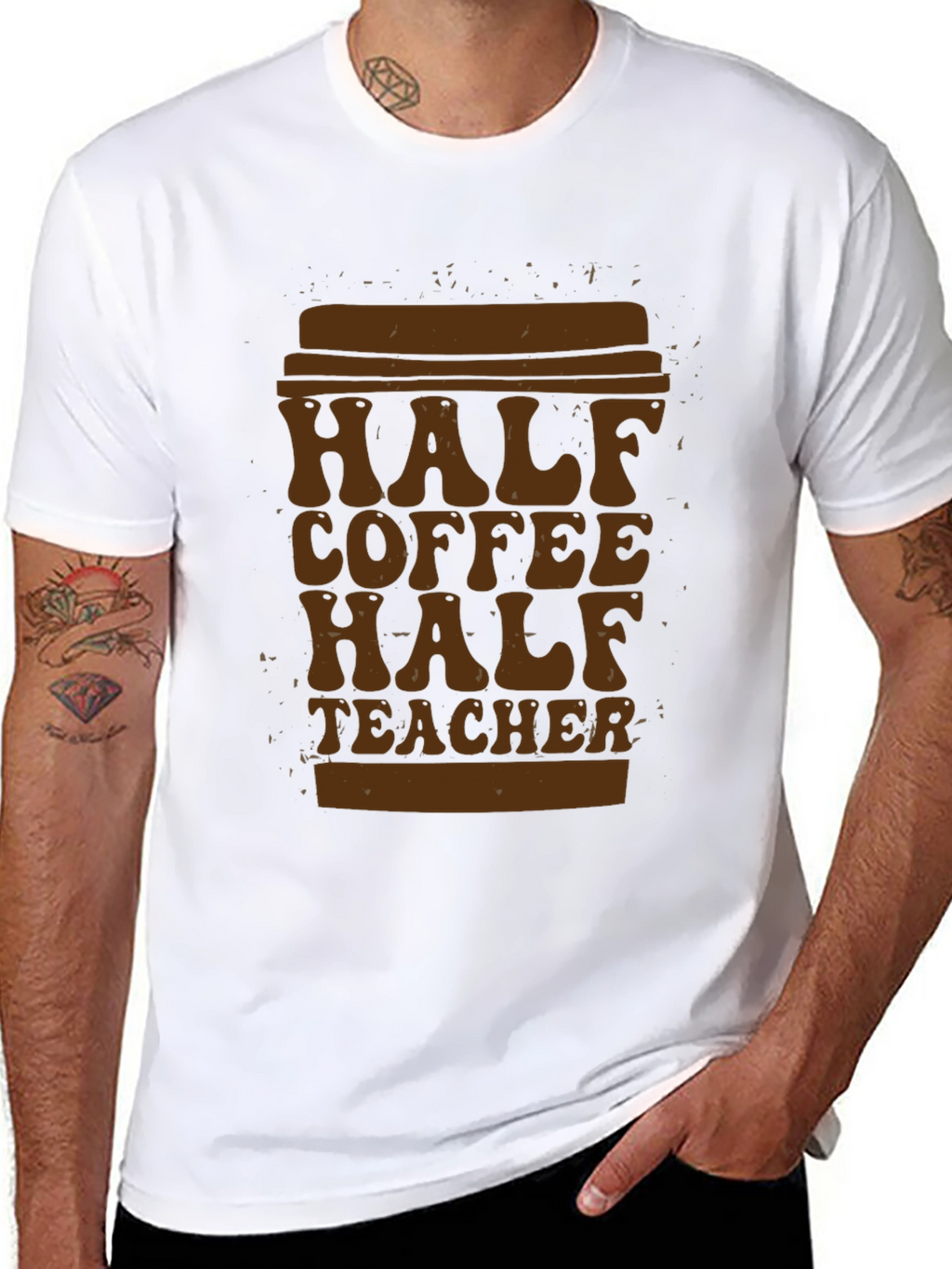 Half Coffee Half Teacher T-Shirt - Unique Graphic Tee