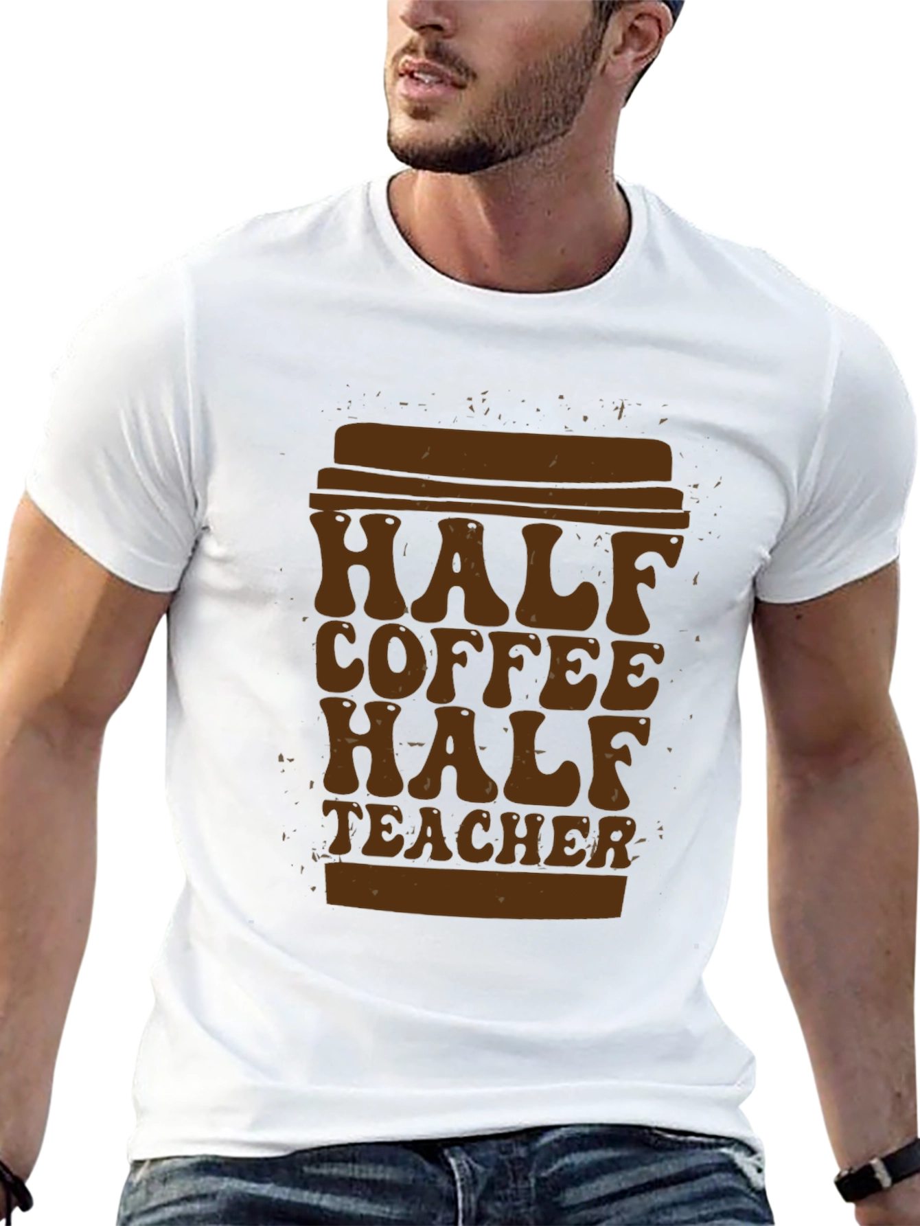 Half Coffee Half Teacher T-Shirt - Unique Graphic Tee