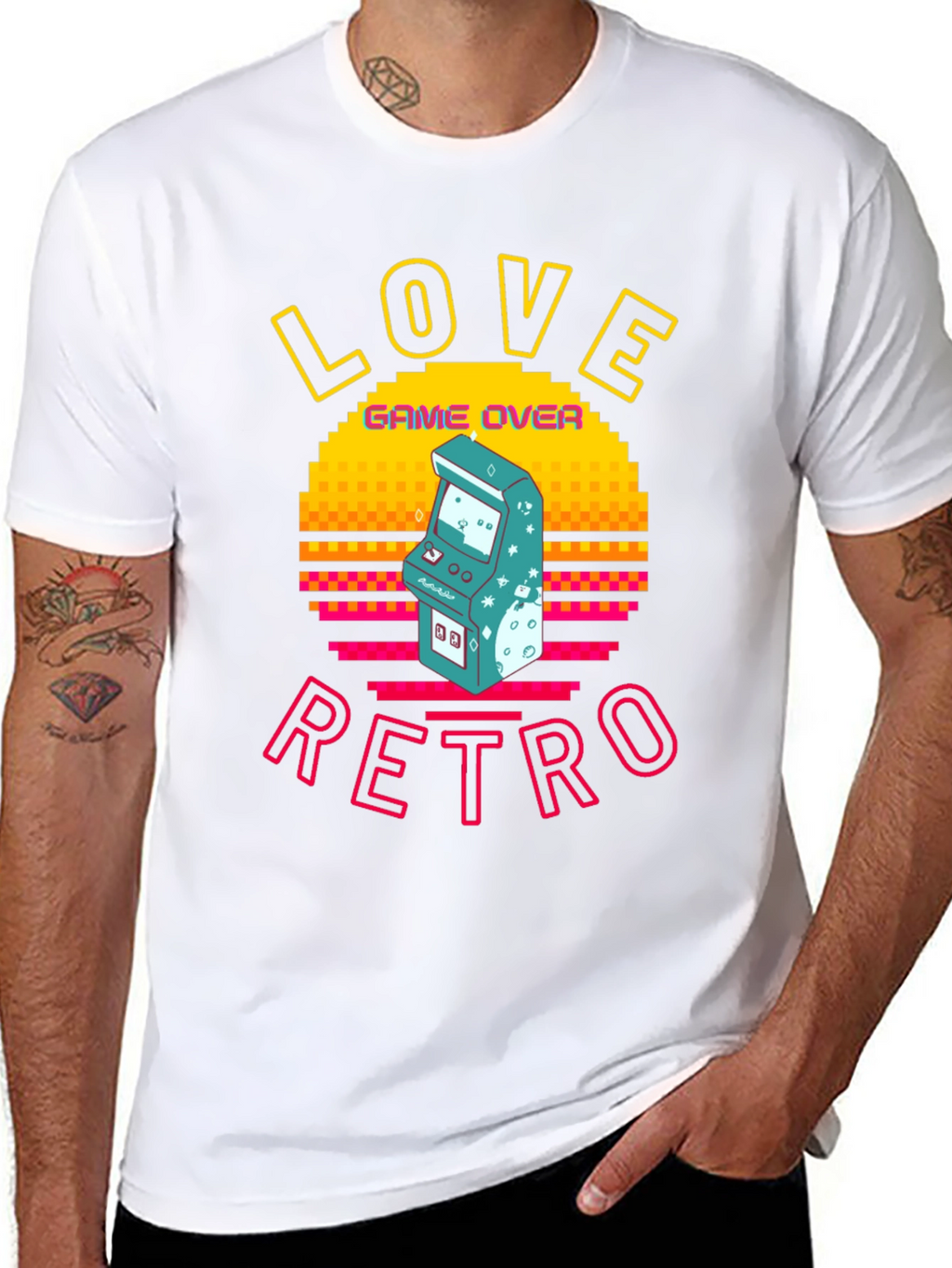 Love Retro Game Over Graphic Tee - Black