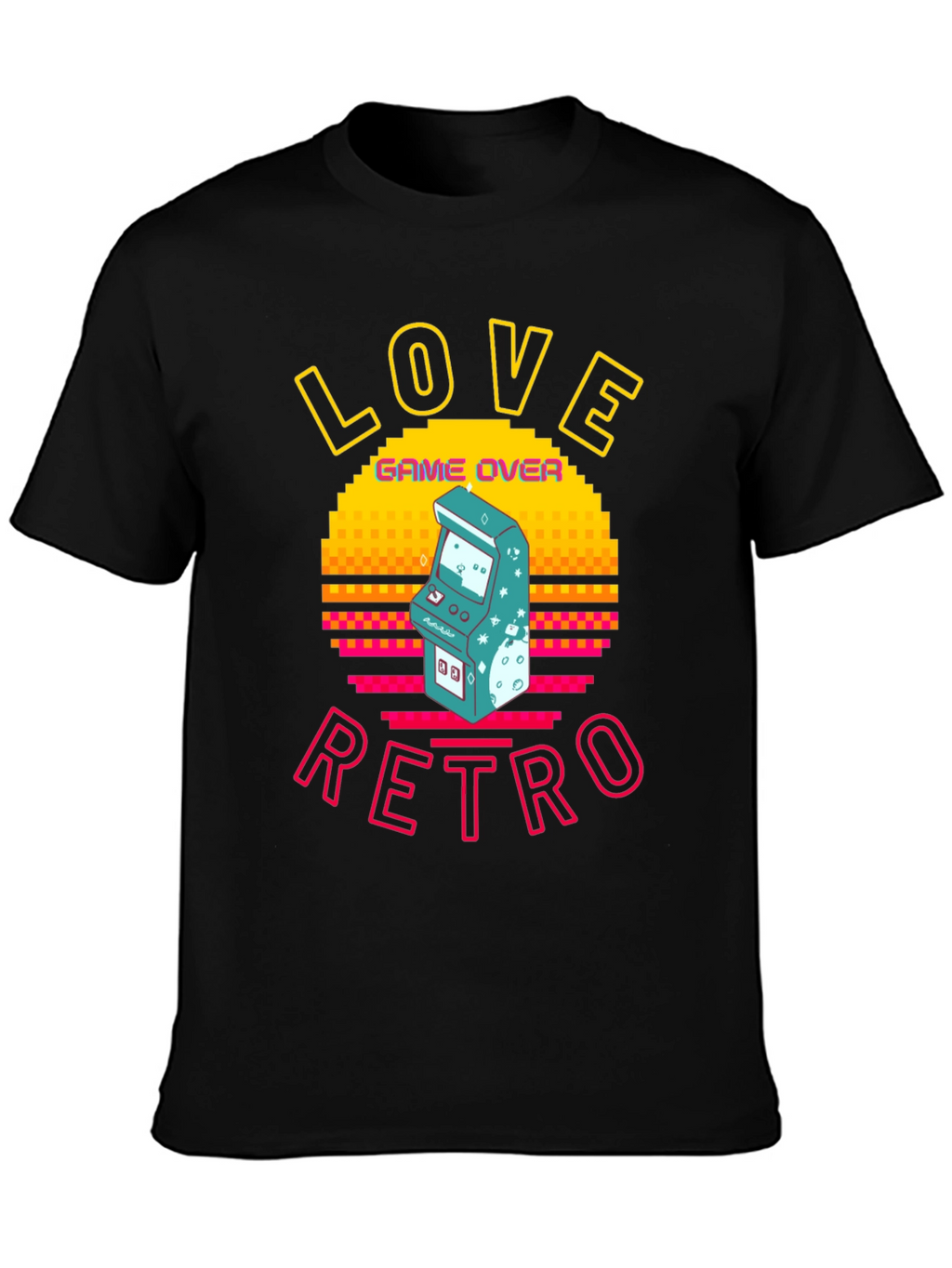 Love Retro Game Over Graphic Tee - Black