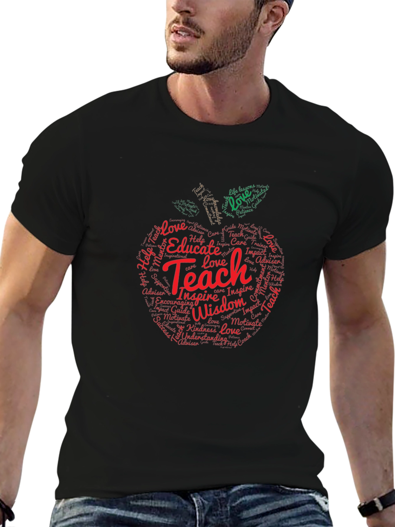 Teacher Apple Word Art T-Shirt