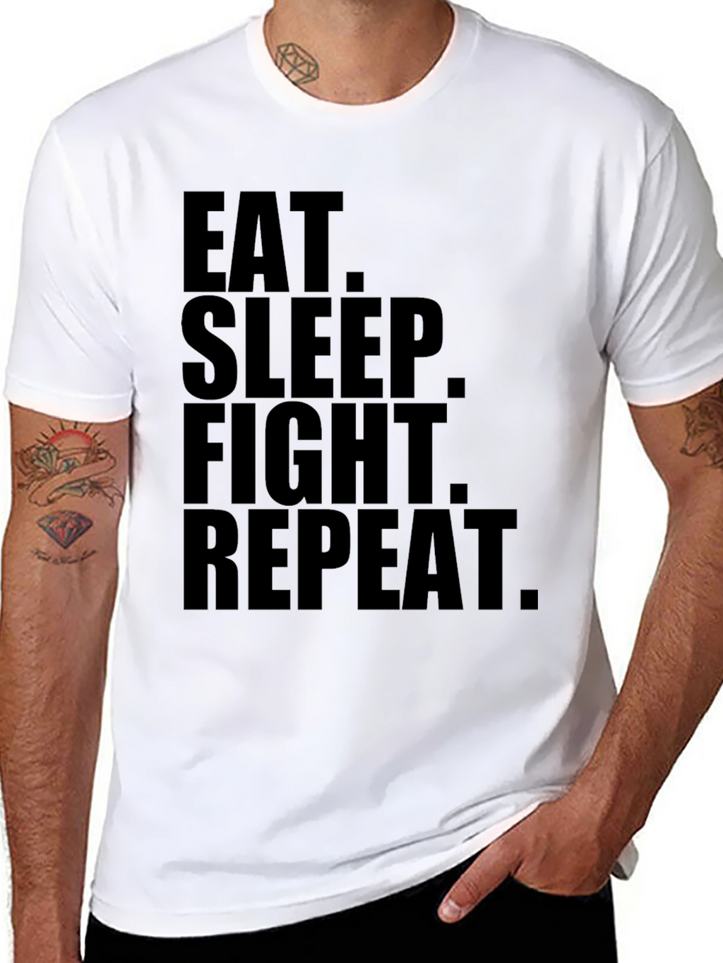 Eat Sleep Fight Repeat Black Graphic Tee
