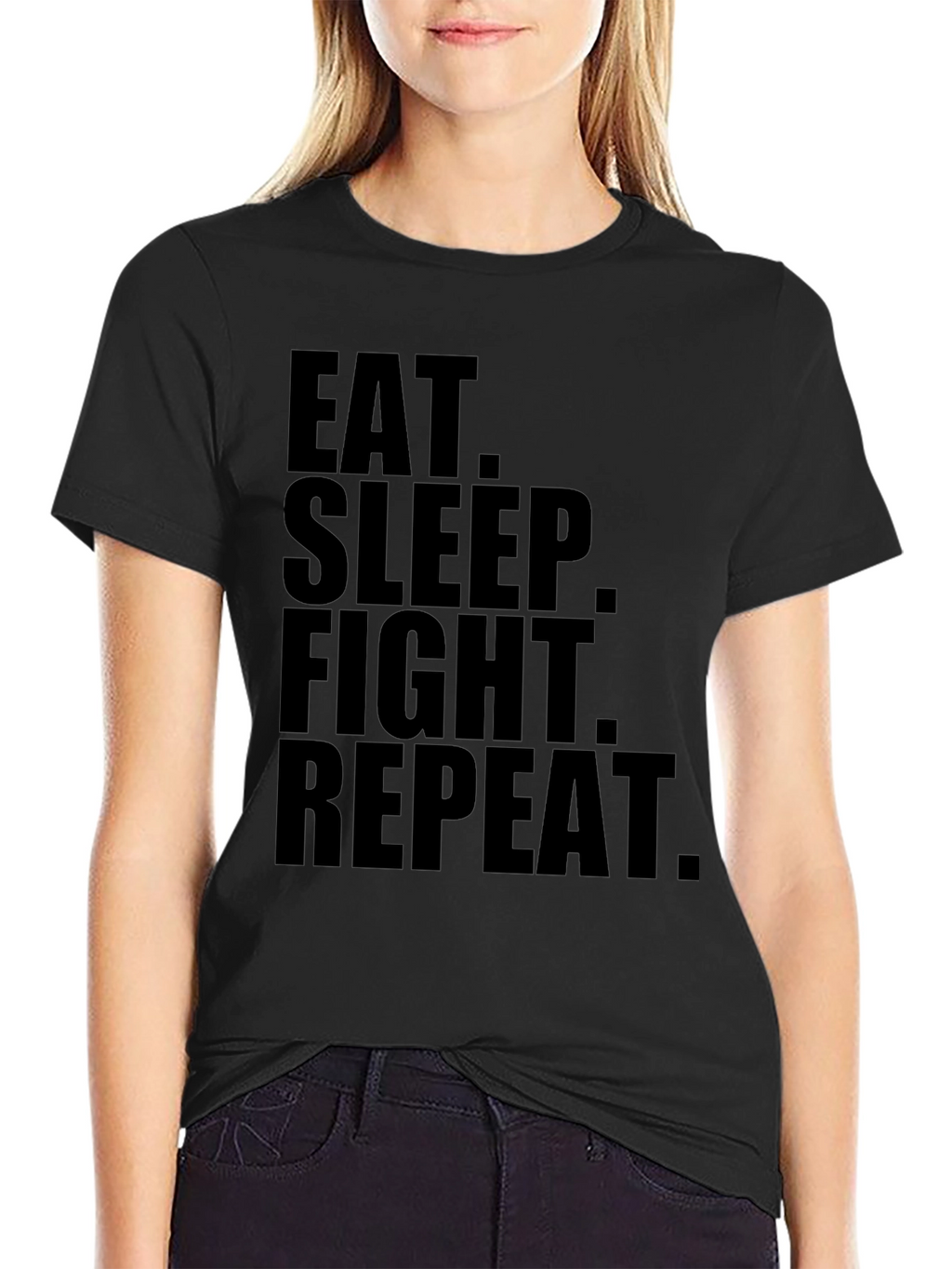 Eat Sleep Fight Repeat Black Graphic Tee
