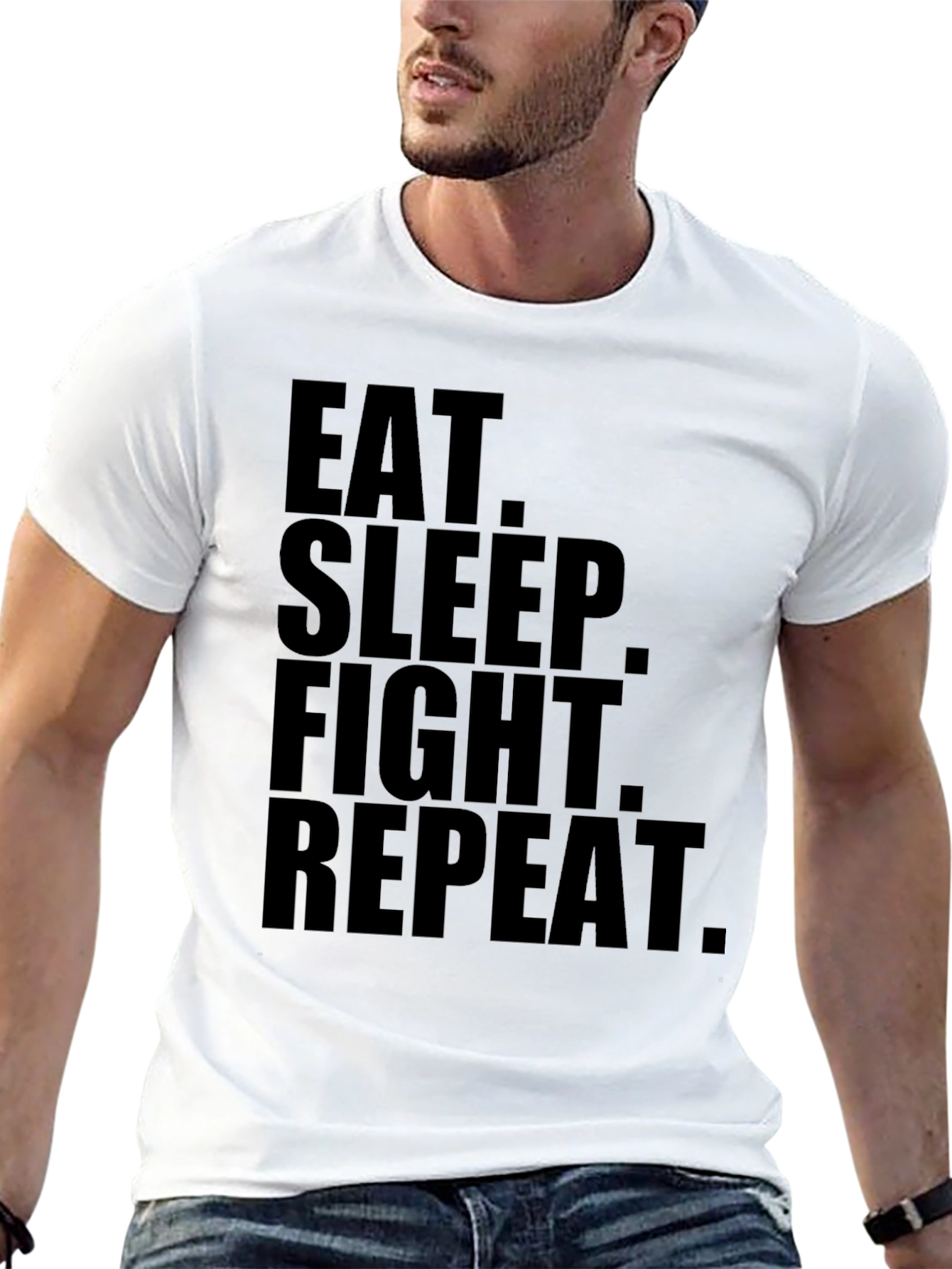 Eat Sleep Fight Repeat Black Graphic Tee