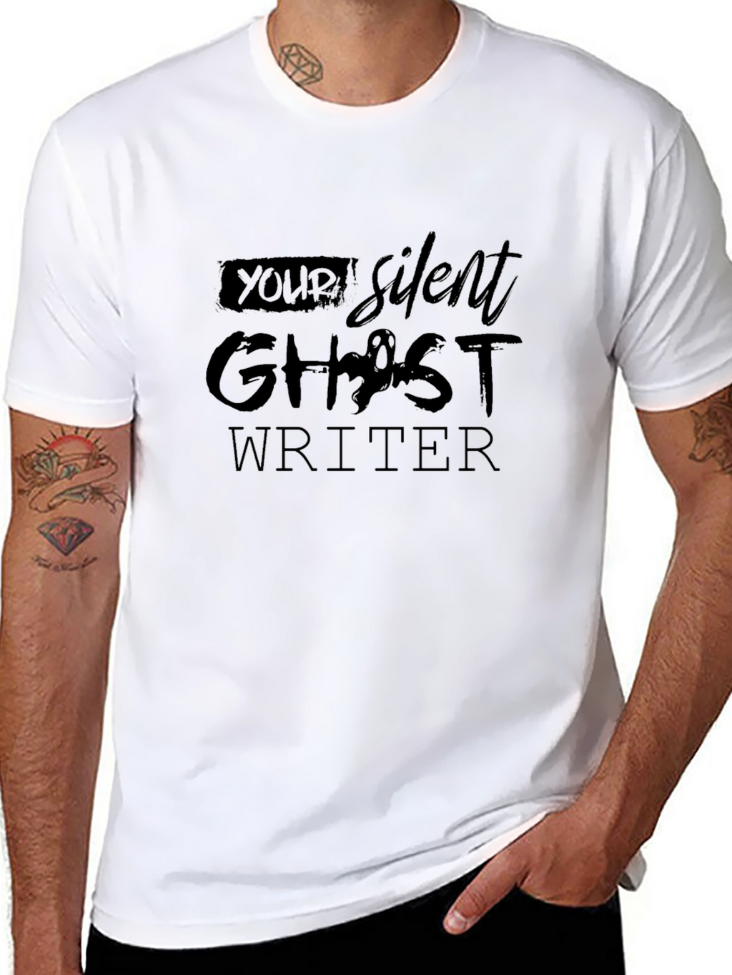 Silent Ghost Writer Black Graphic Tee
