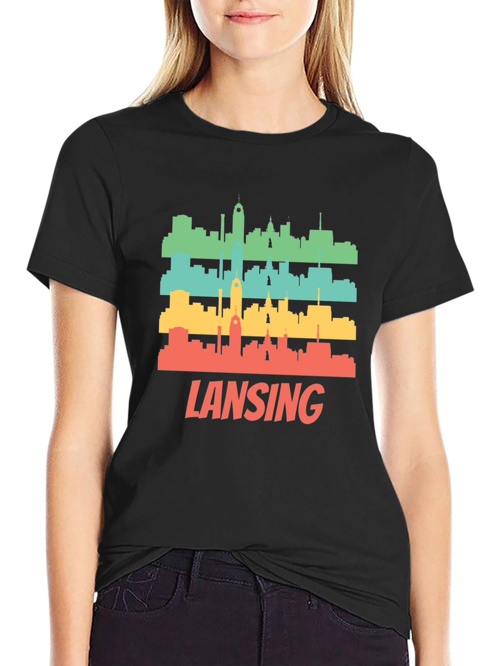 Retro Lansing Skyline Graphic T-Shirt