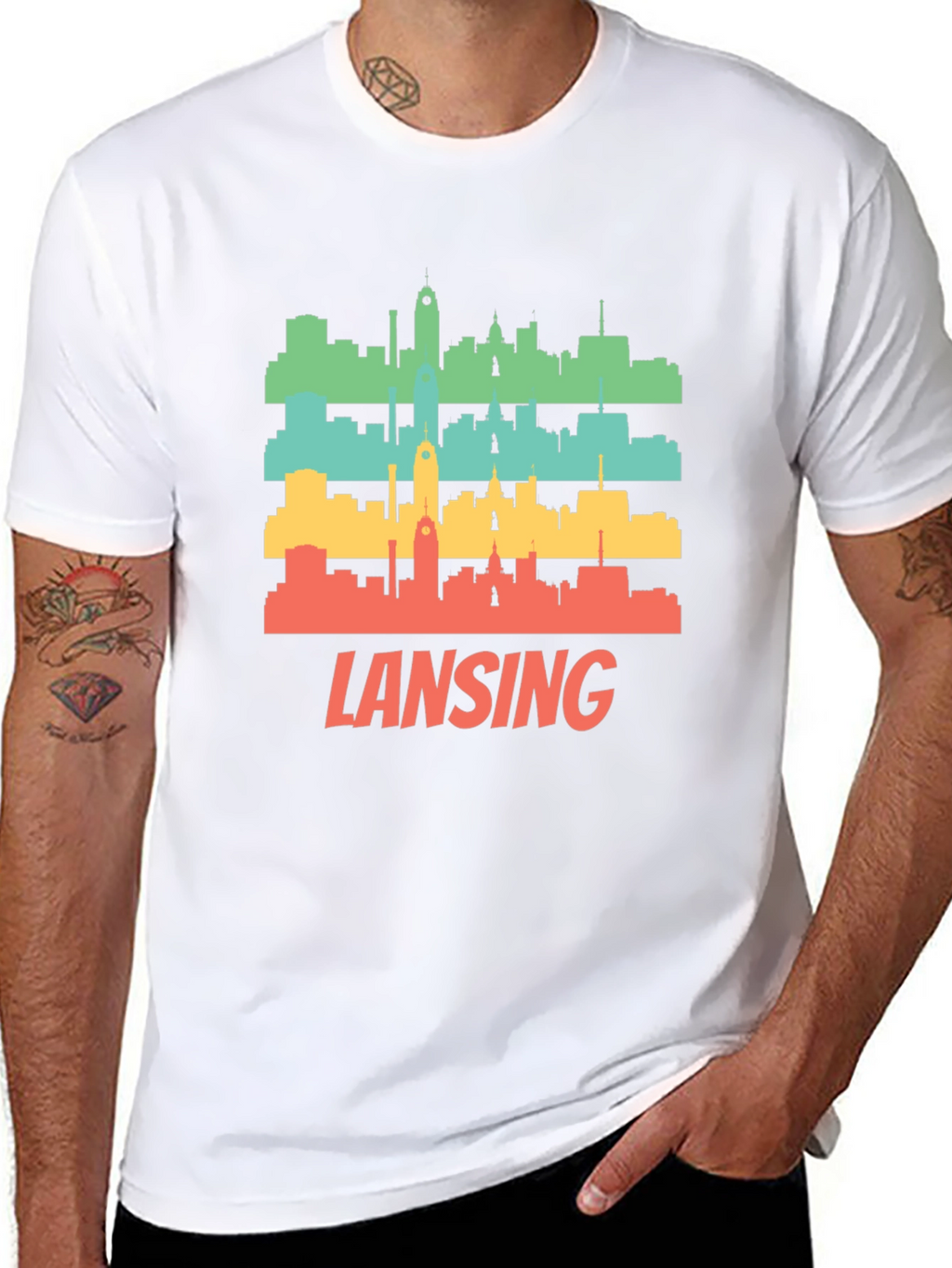 Retro Lansing Skyline Graphic T-Shirt