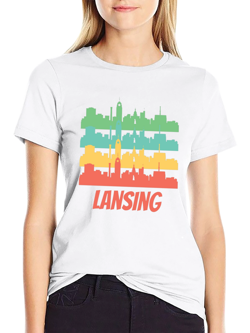 Retro Lansing Skyline Graphic T-Shirt