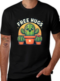 Free Hugs Cactus Graphic Tee - Black