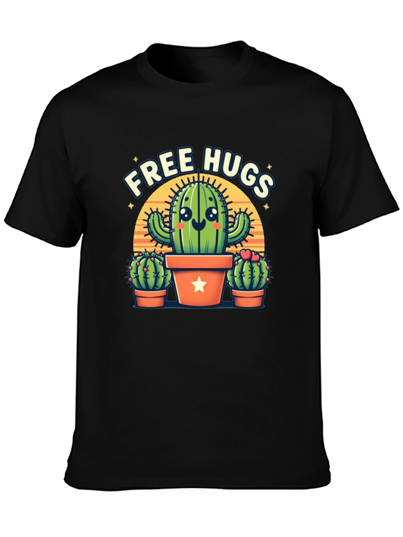 Free Hugs Cactus Graphic Tee - Black