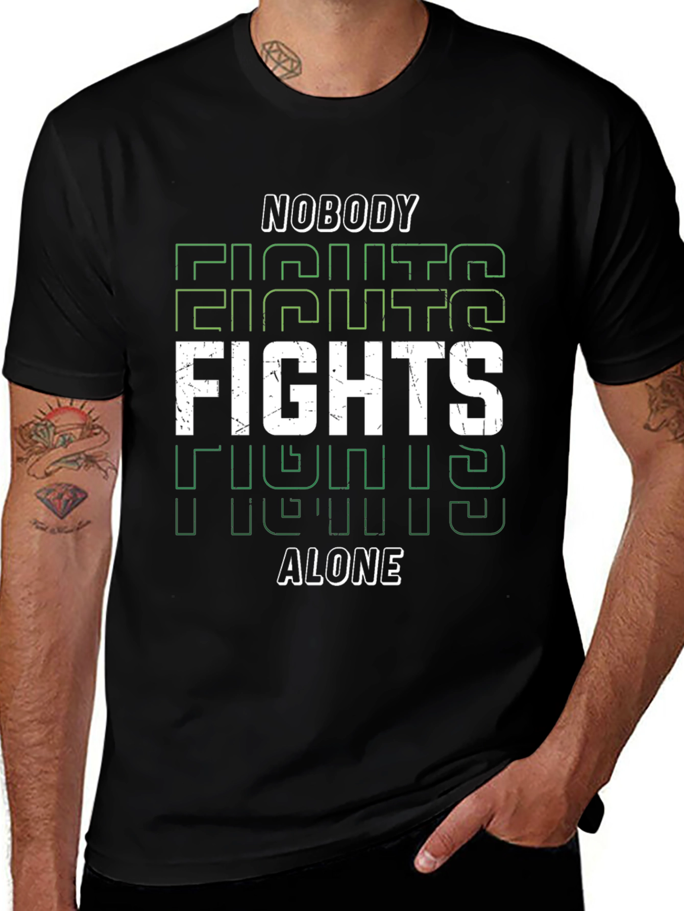 Nobody Fights Alone Graphic Tee - Black