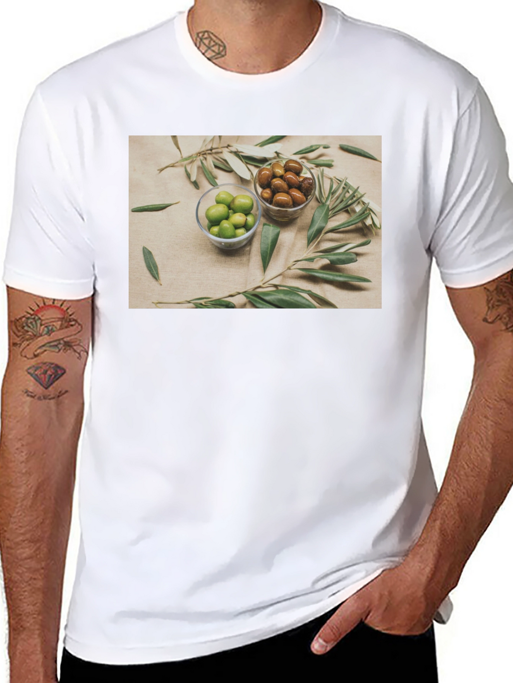 Olive You T-Shirt - Green & Brown Olives