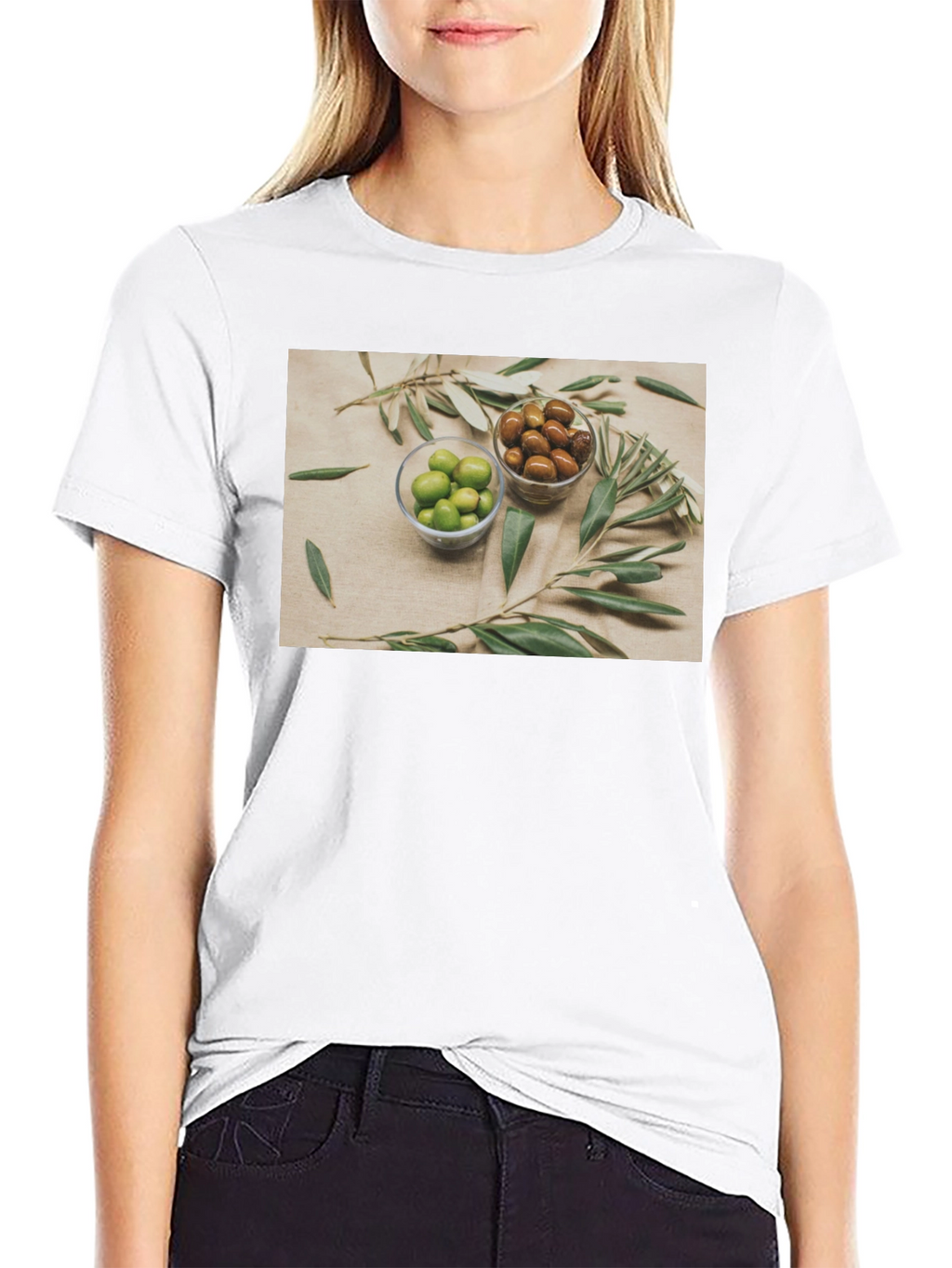 Olive You T-Shirt - Green & Brown Olives