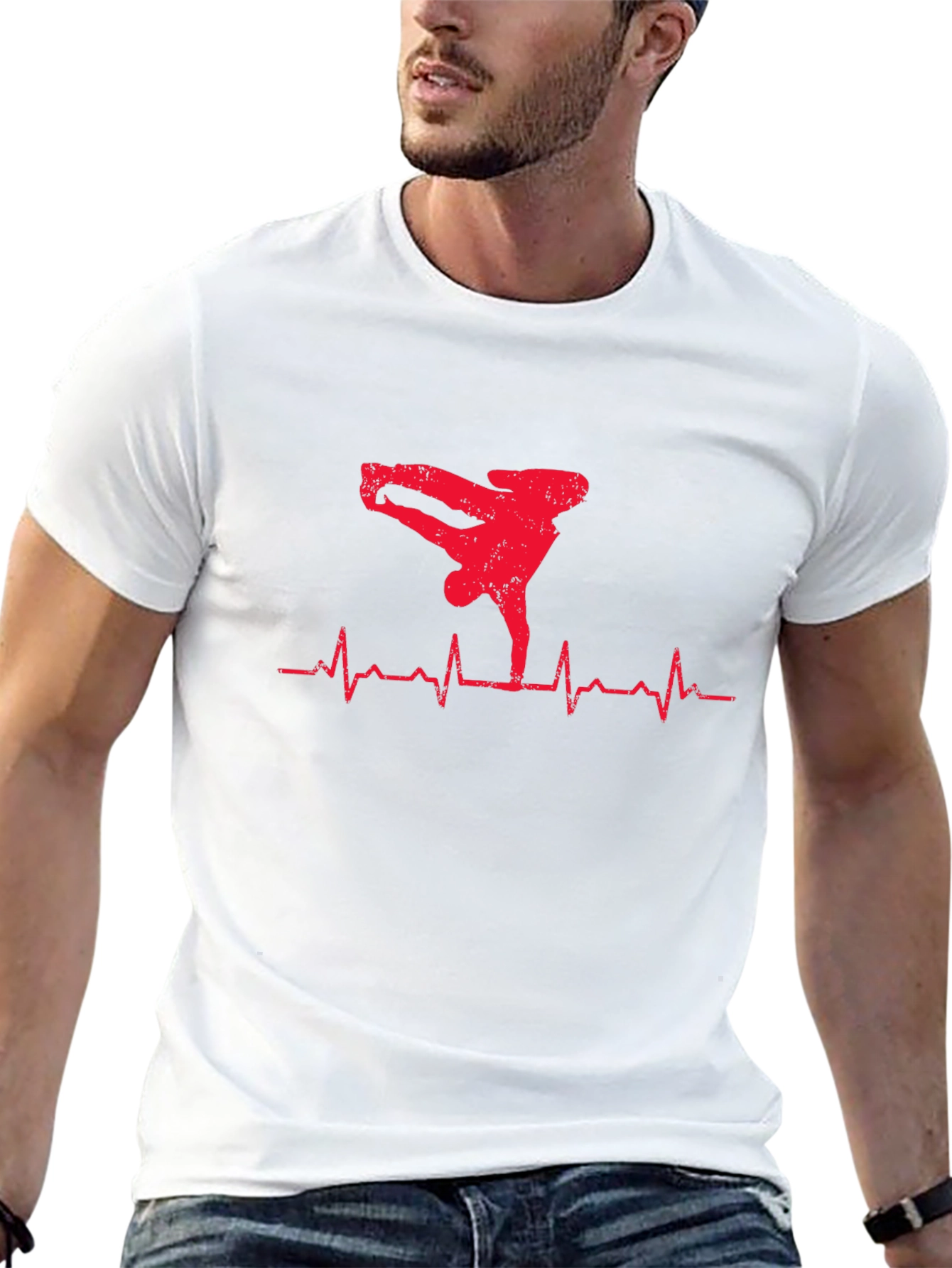 Breakdance Heartbeat Graphic Tee - Mens Black T-Shirt