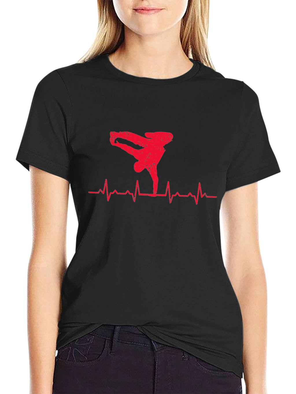 Breakdance Heartbeat Graphic Tee - Mens Black T-Shirt