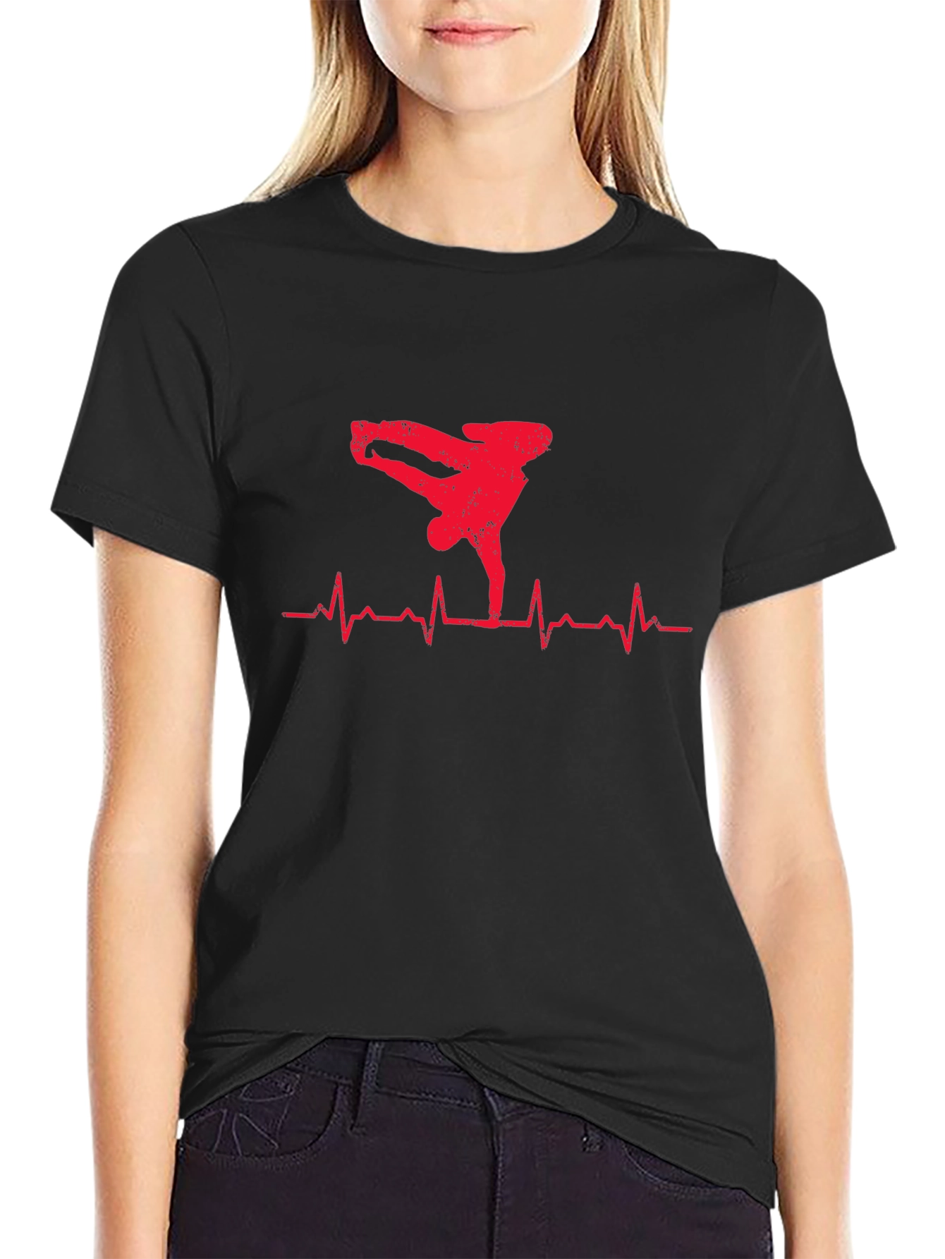 Breakdance Heartbeat Graphic Tee - Mens Black T-Shirt