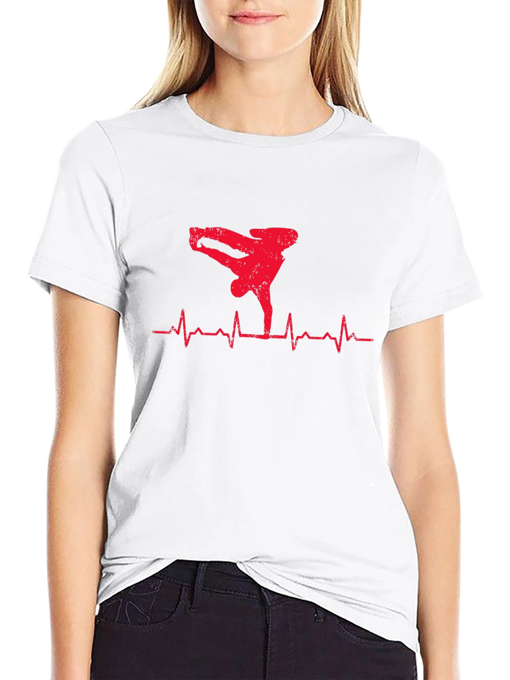 Breakdance Heartbeat Graphic Tee - Mens Black T-Shirt
