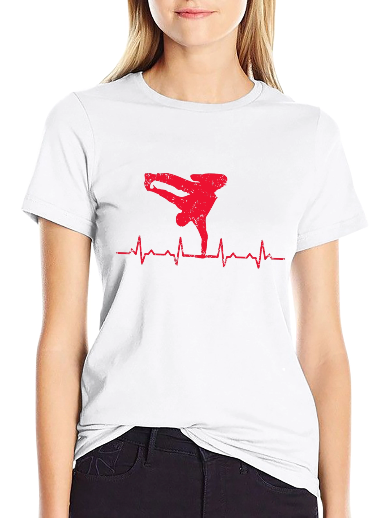 Breakdance Heartbeat Graphic Tee - Mens Black T-Shirt