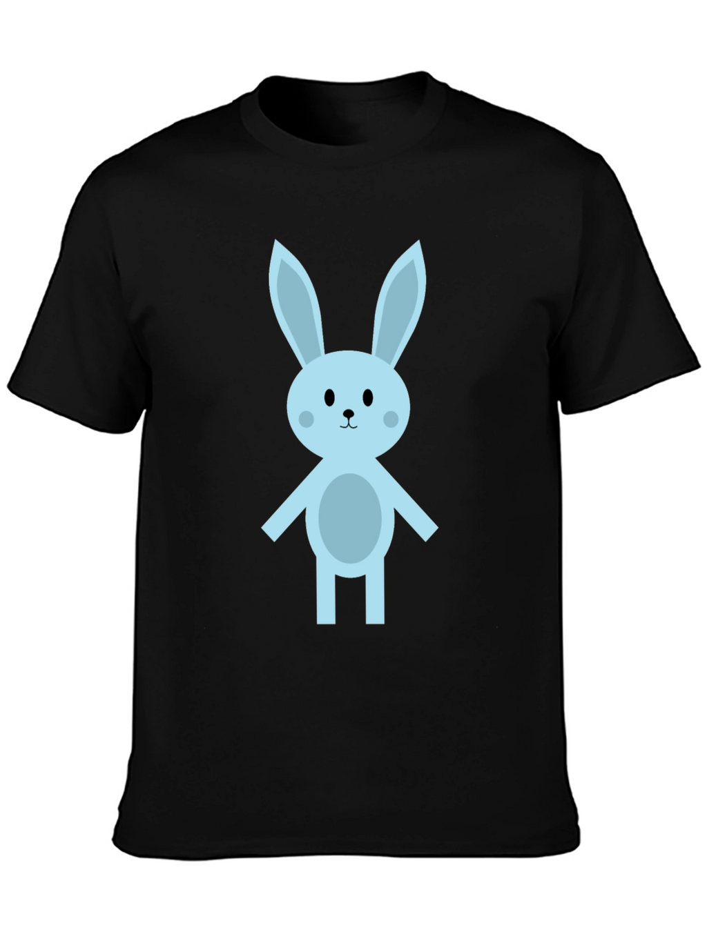 Cute Cartoon Bunny Black T-Shirt