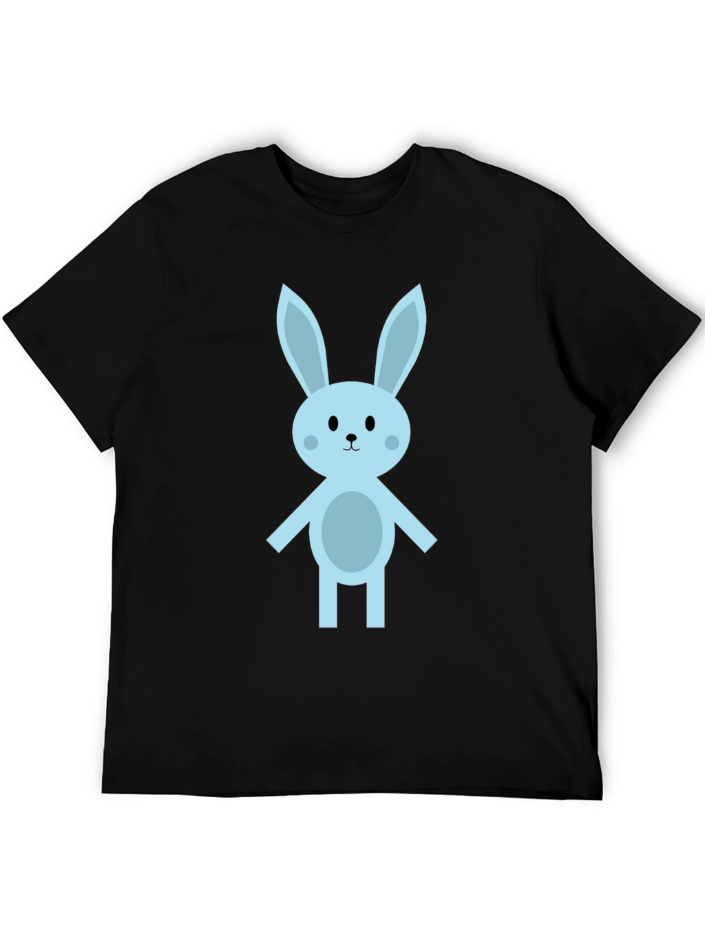 Cute Cartoon Bunny Black T-Shirt