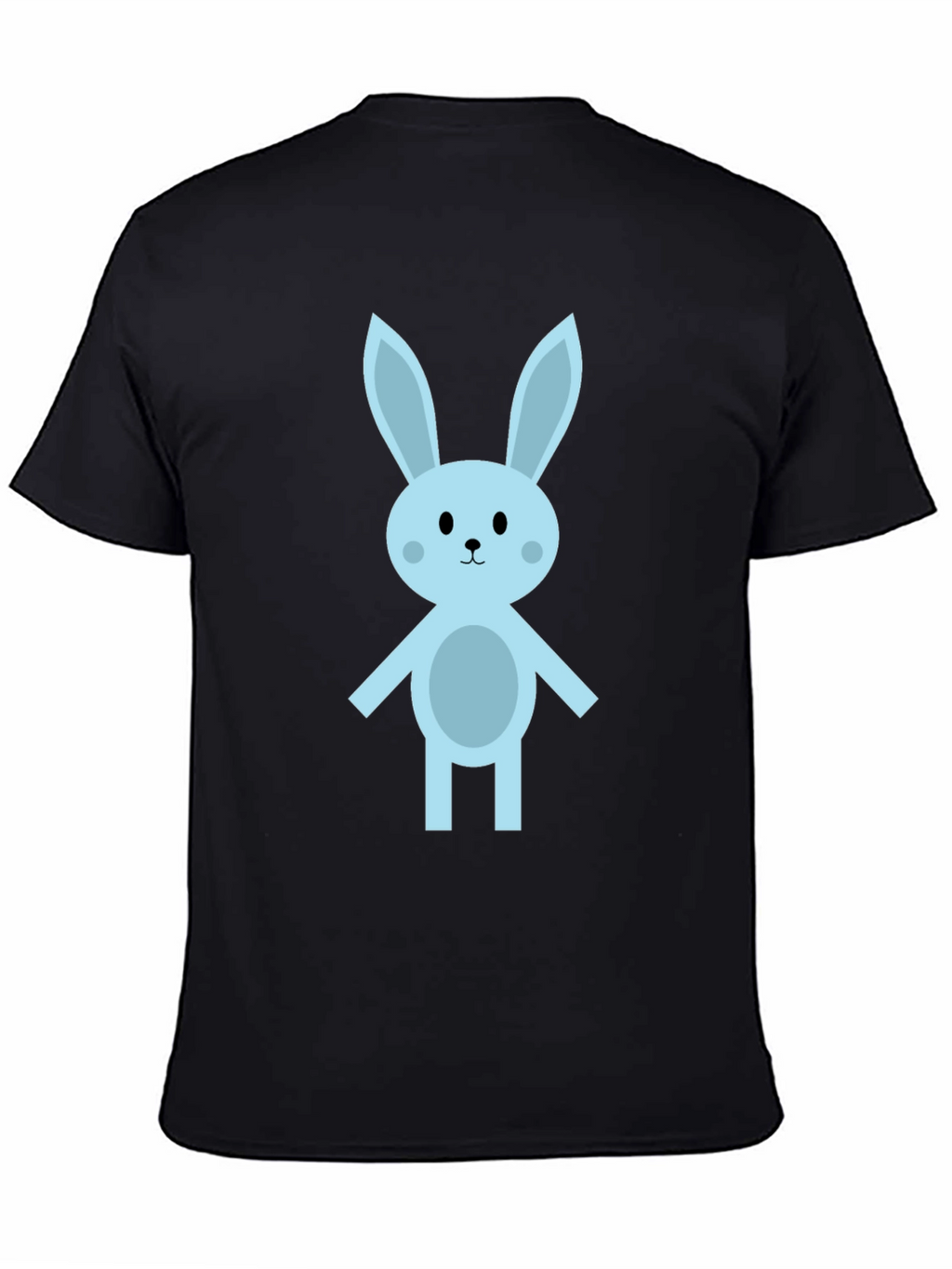Cute Cartoon Bunny Black T-Shirt