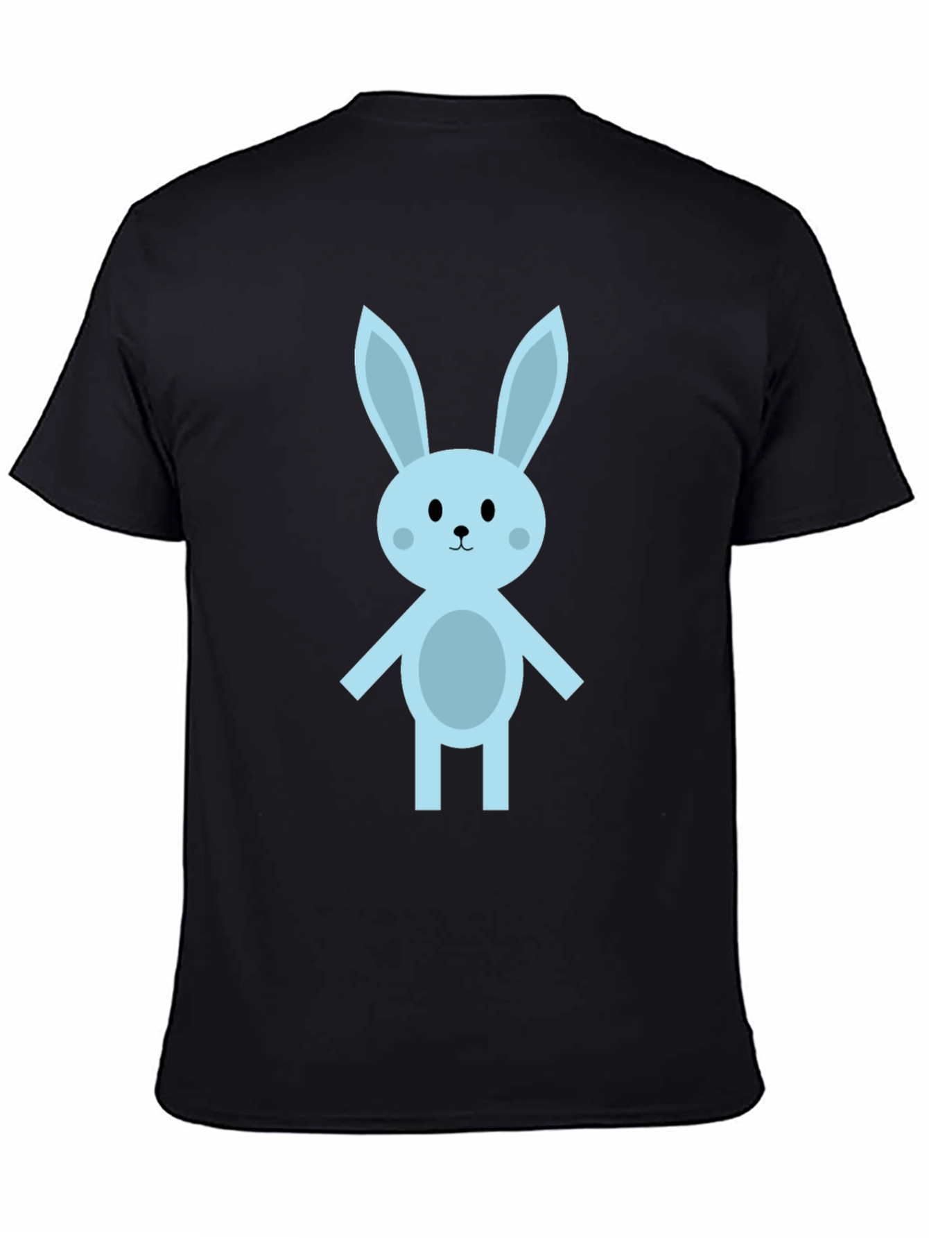 Cute Cartoon Bunny Black T-Shirt