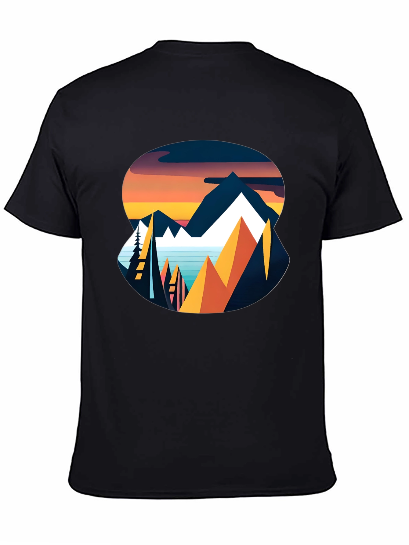 Mountain Sunset Graphic Tee - Black