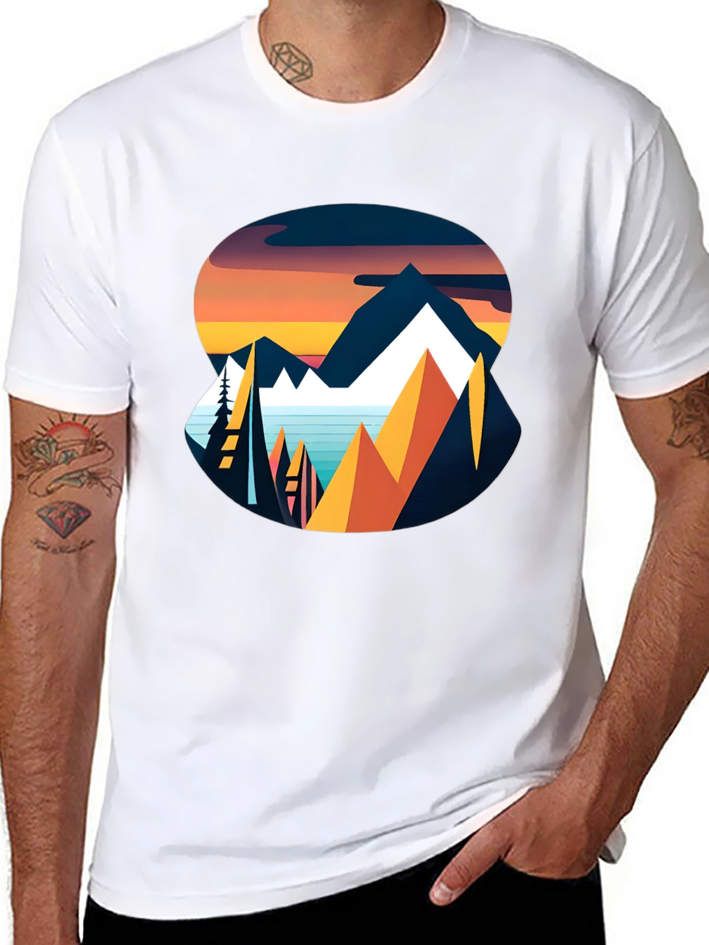 Mountain Sunset Graphic Tee - Black