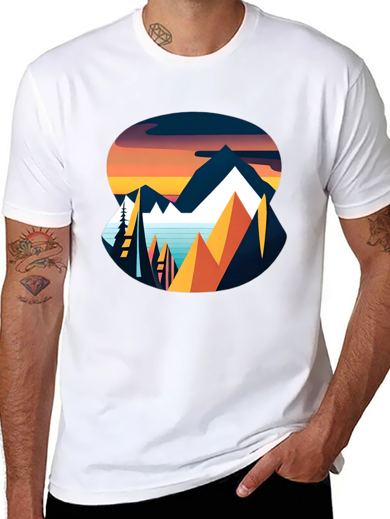 Mountain Sunset Graphic Tee - Black
