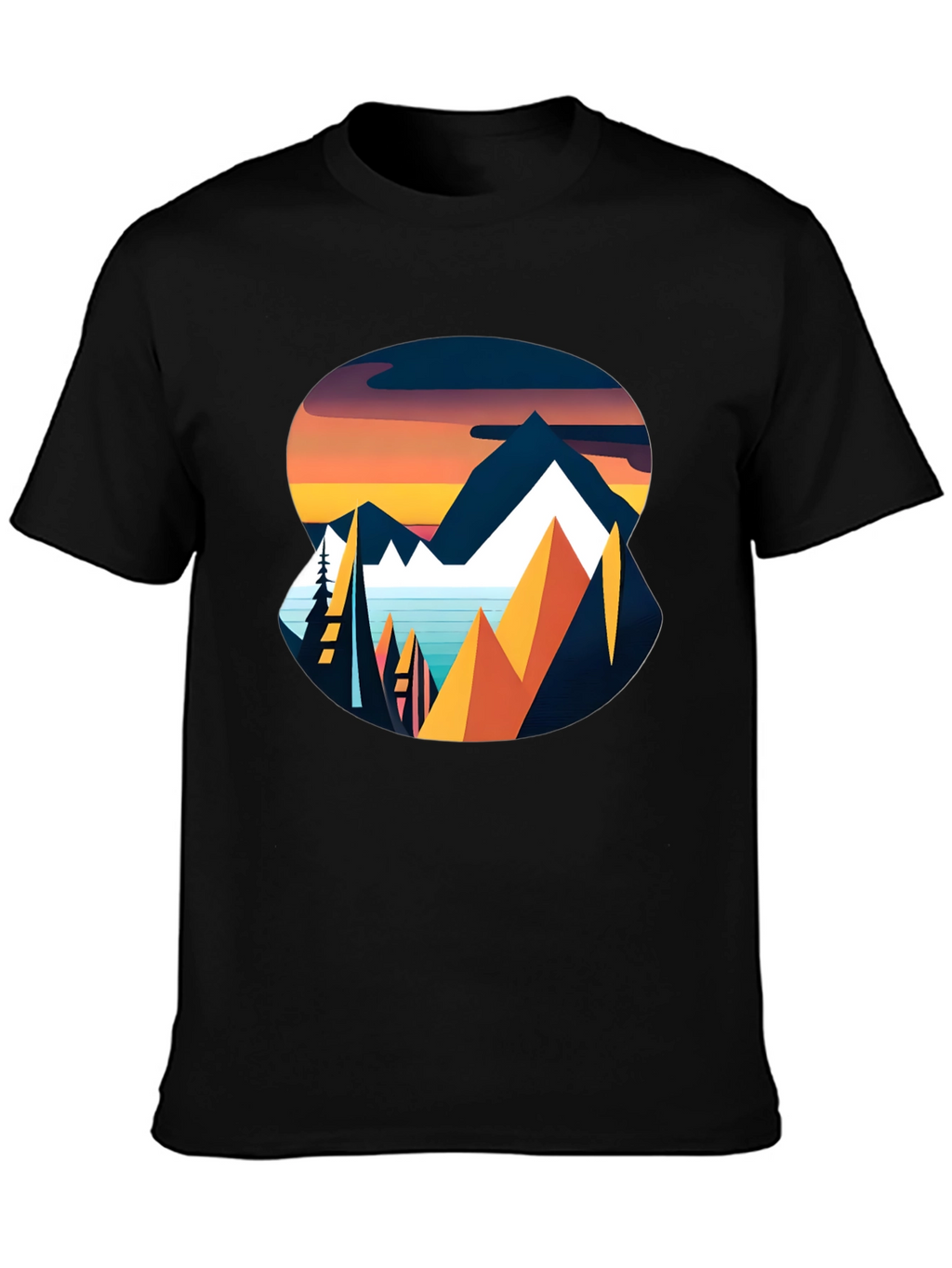 Mountain Sunset Graphic Tee - Black