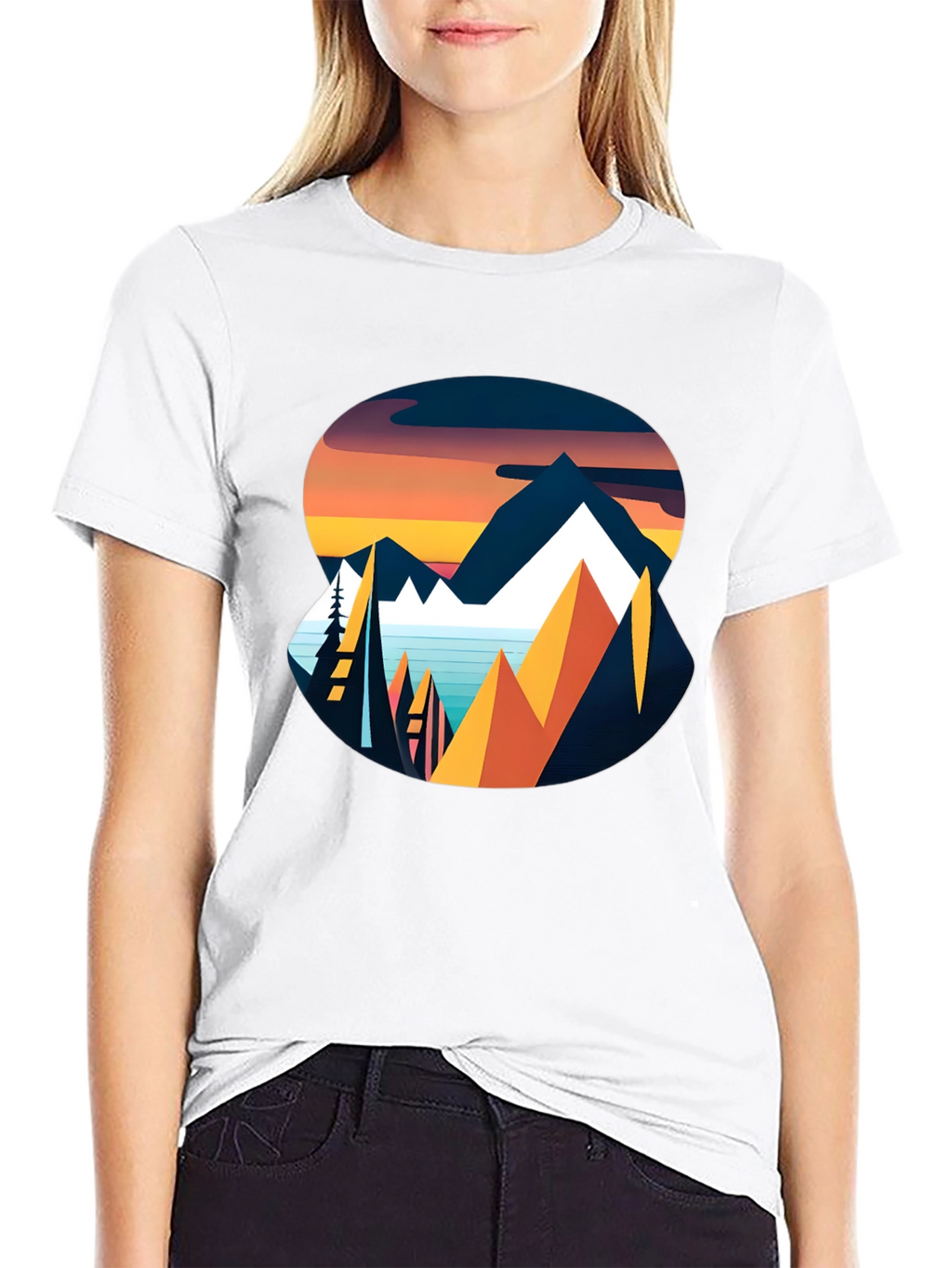 Mountain Sunset Graphic Tee - Black