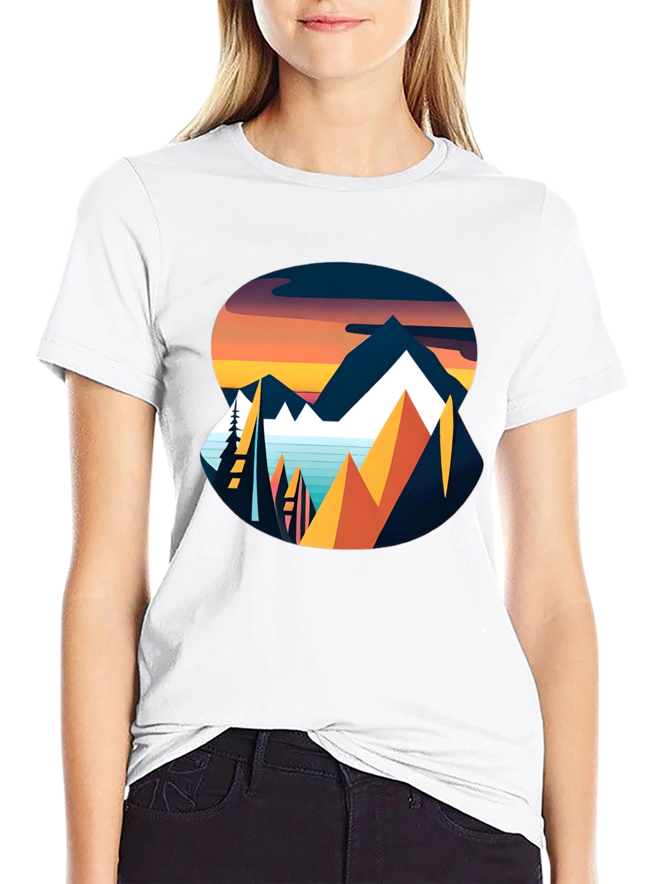 Mountain Sunset Graphic Tee - Black