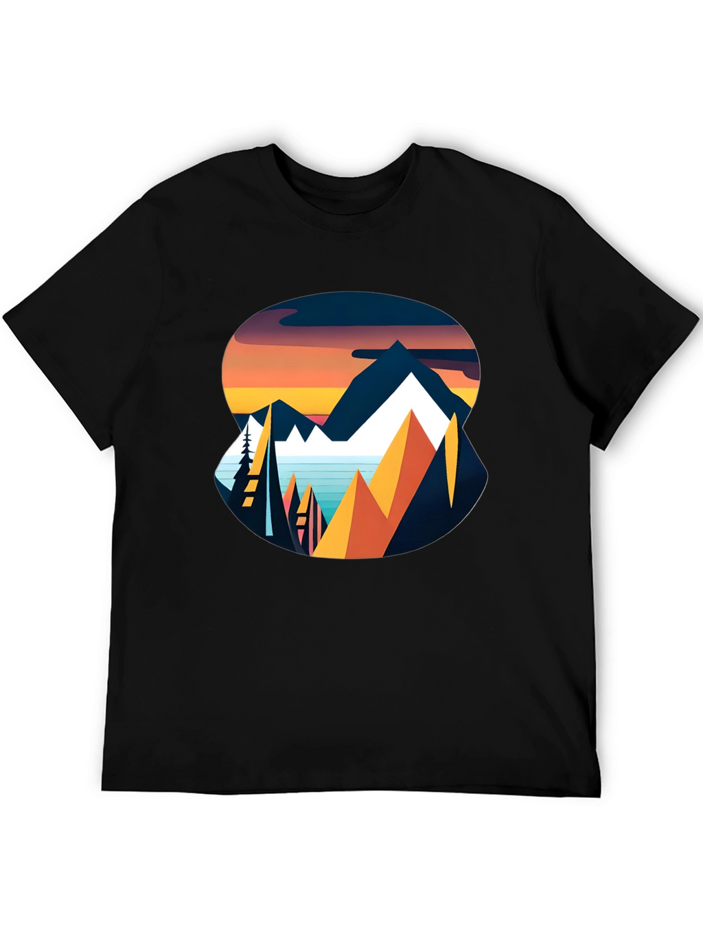 Mountain Sunset Graphic Tee - Black