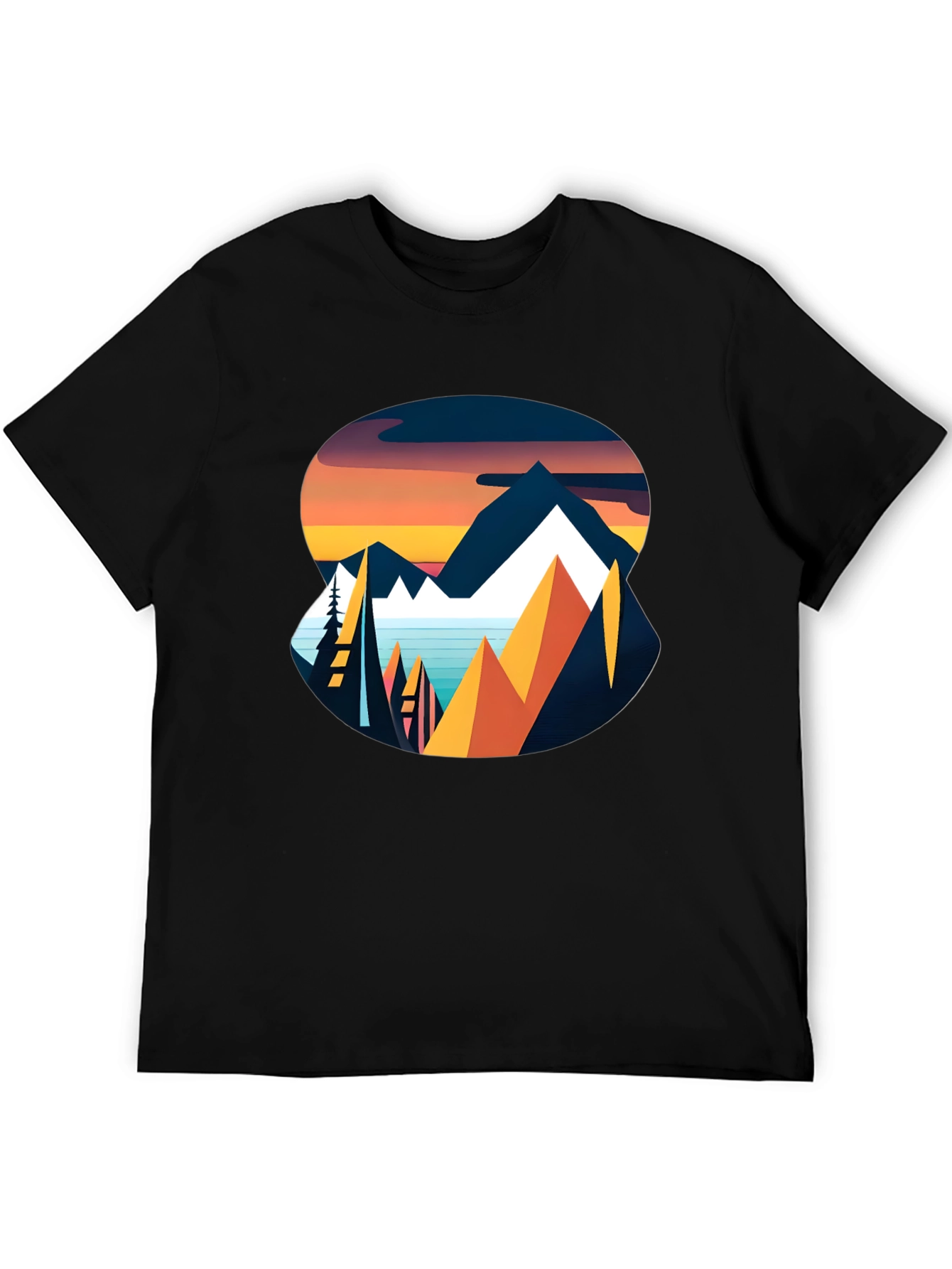 Mountain Sunset Graphic Tee - Black