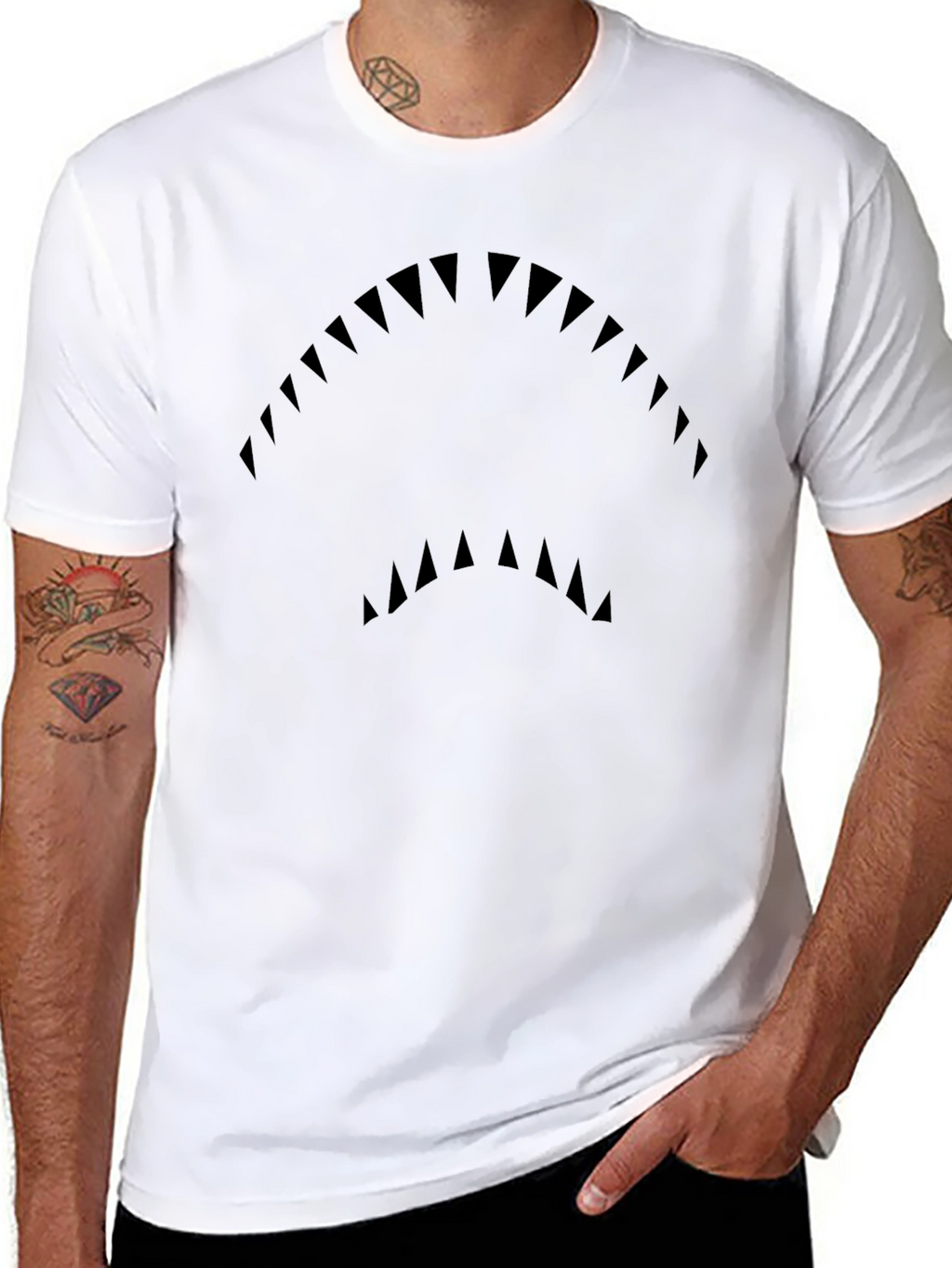 Shark Teeth Graphic Black T-Shirt