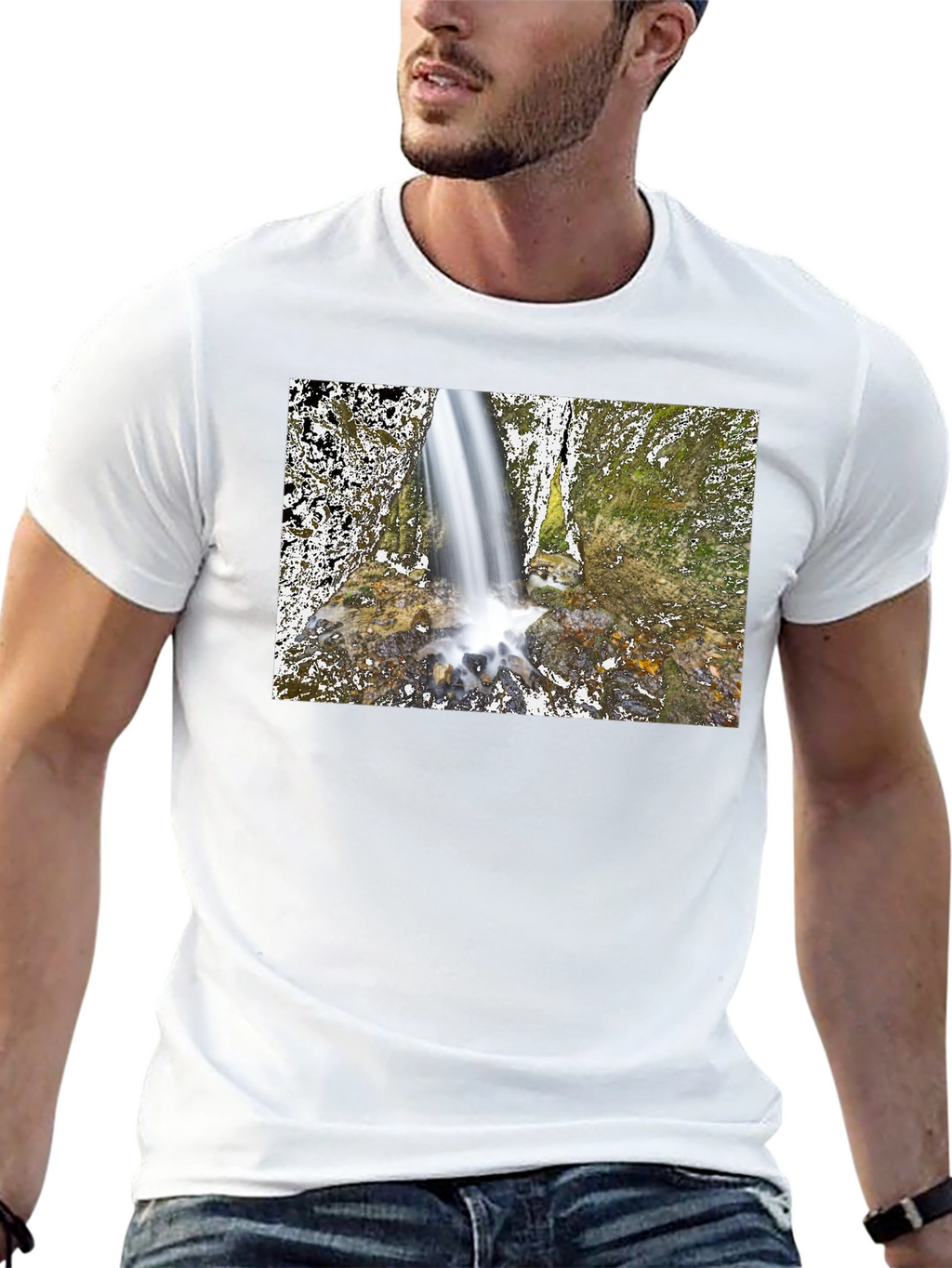 Waterfall Graphic Black T-Shirt