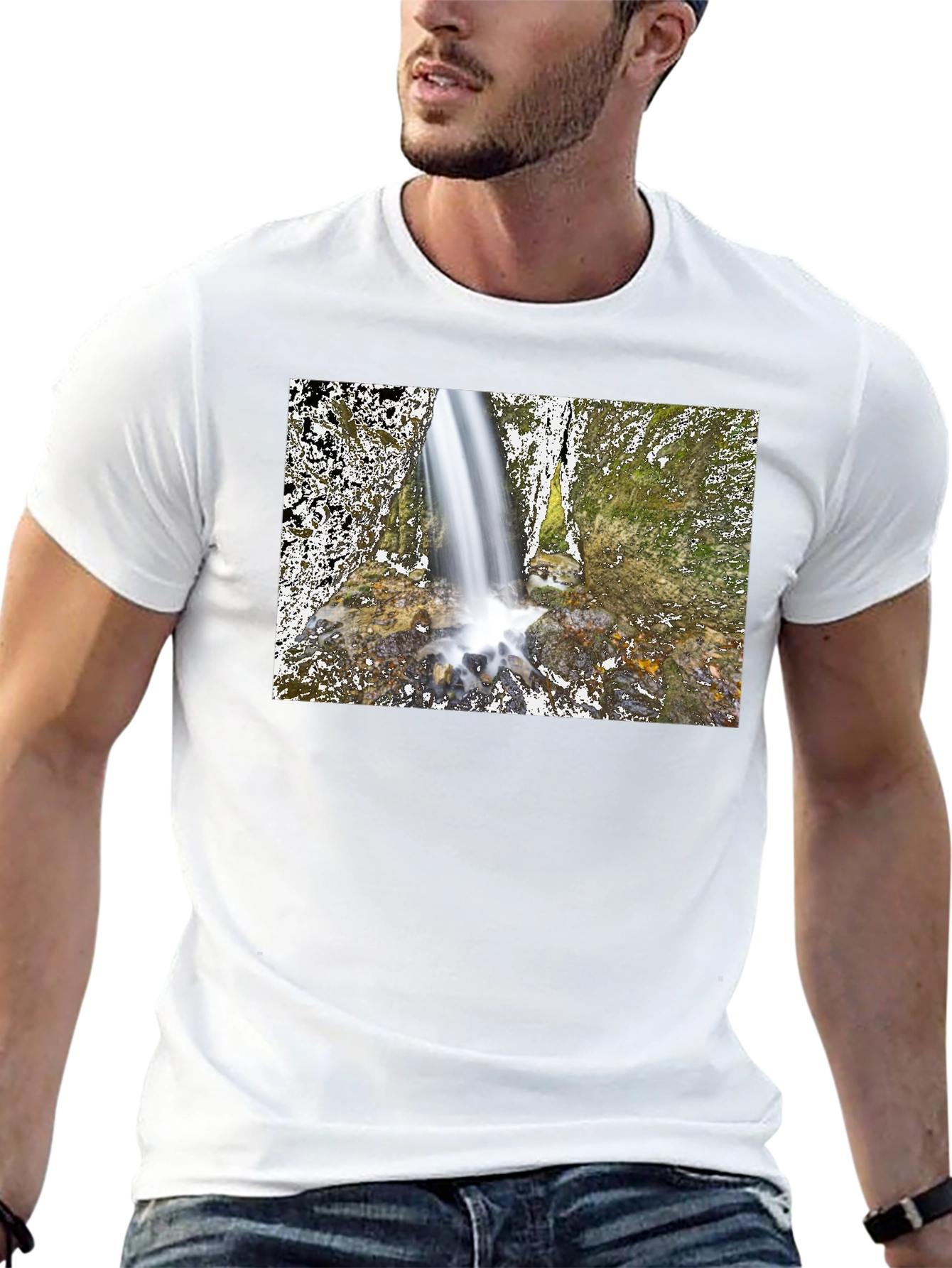 Waterfall Graphic Black T-Shirt