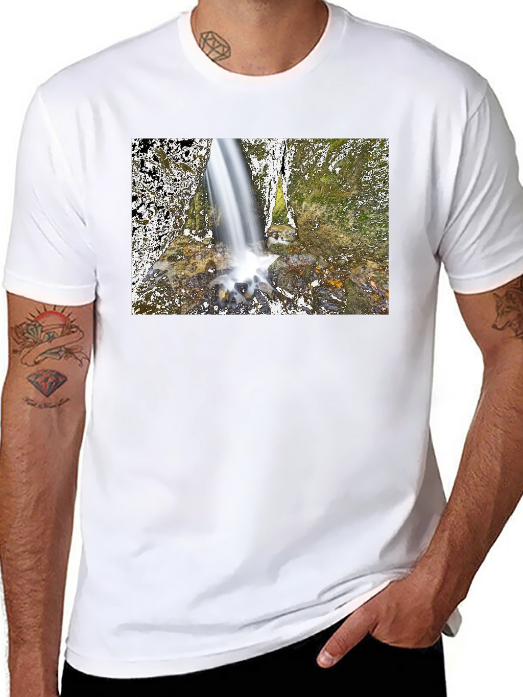 Waterfall Graphic Black T-Shirt