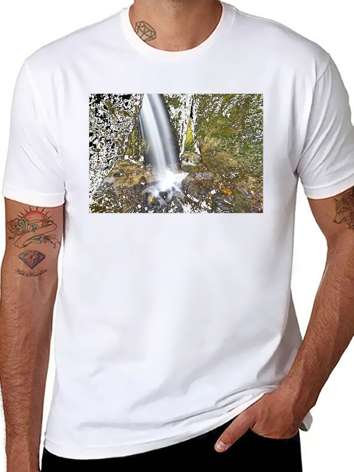 Waterfall Graphic Black T-Shirt